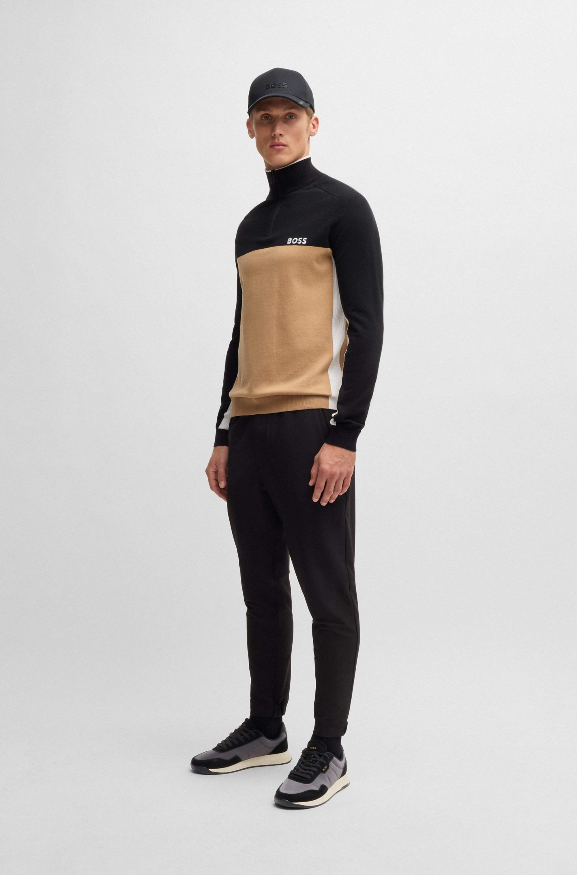 Mixed-material trainers with suede trims