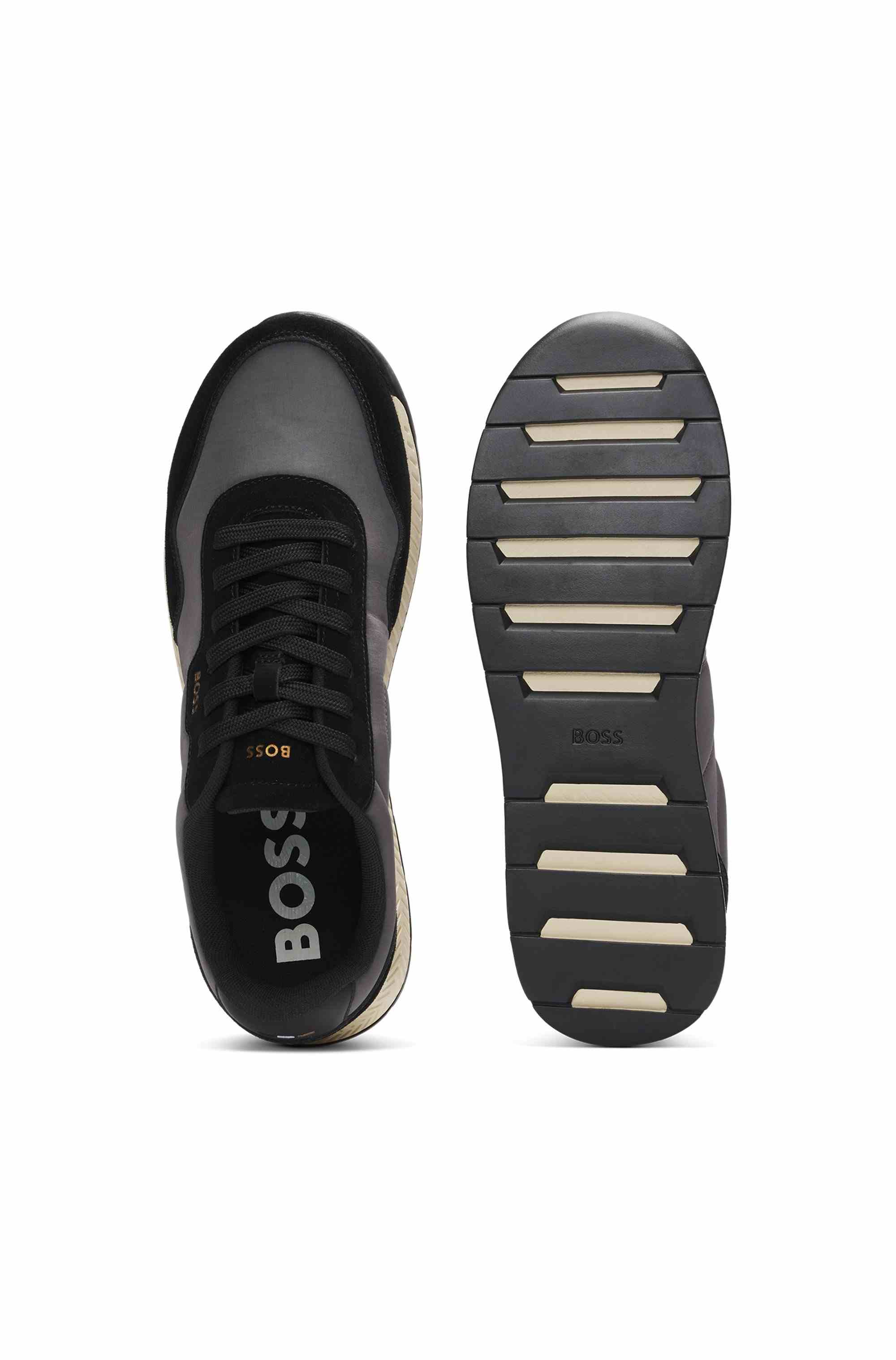 Mixed-material trainers with suede trims