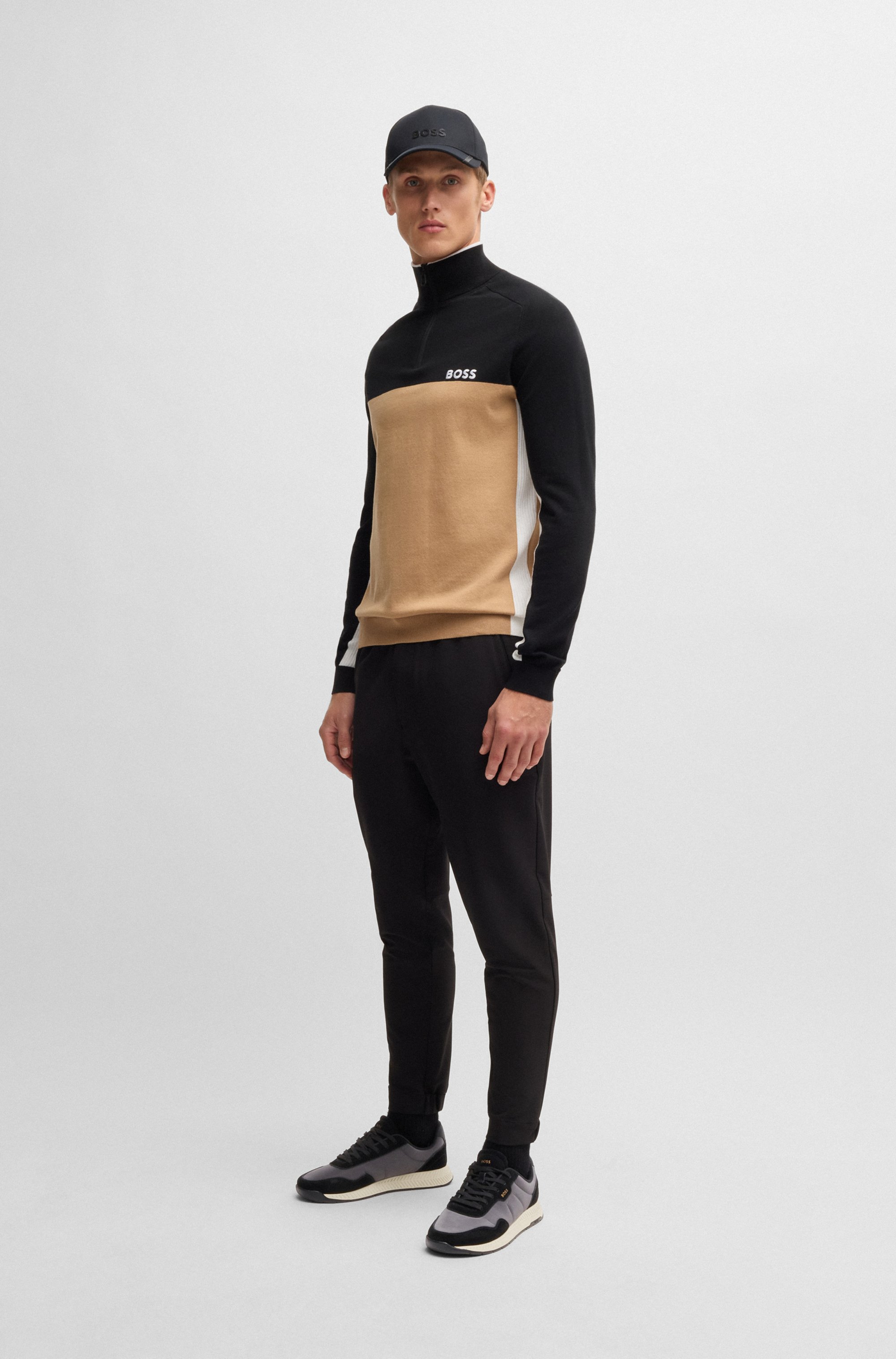 Mixed-material trainers with suede trims