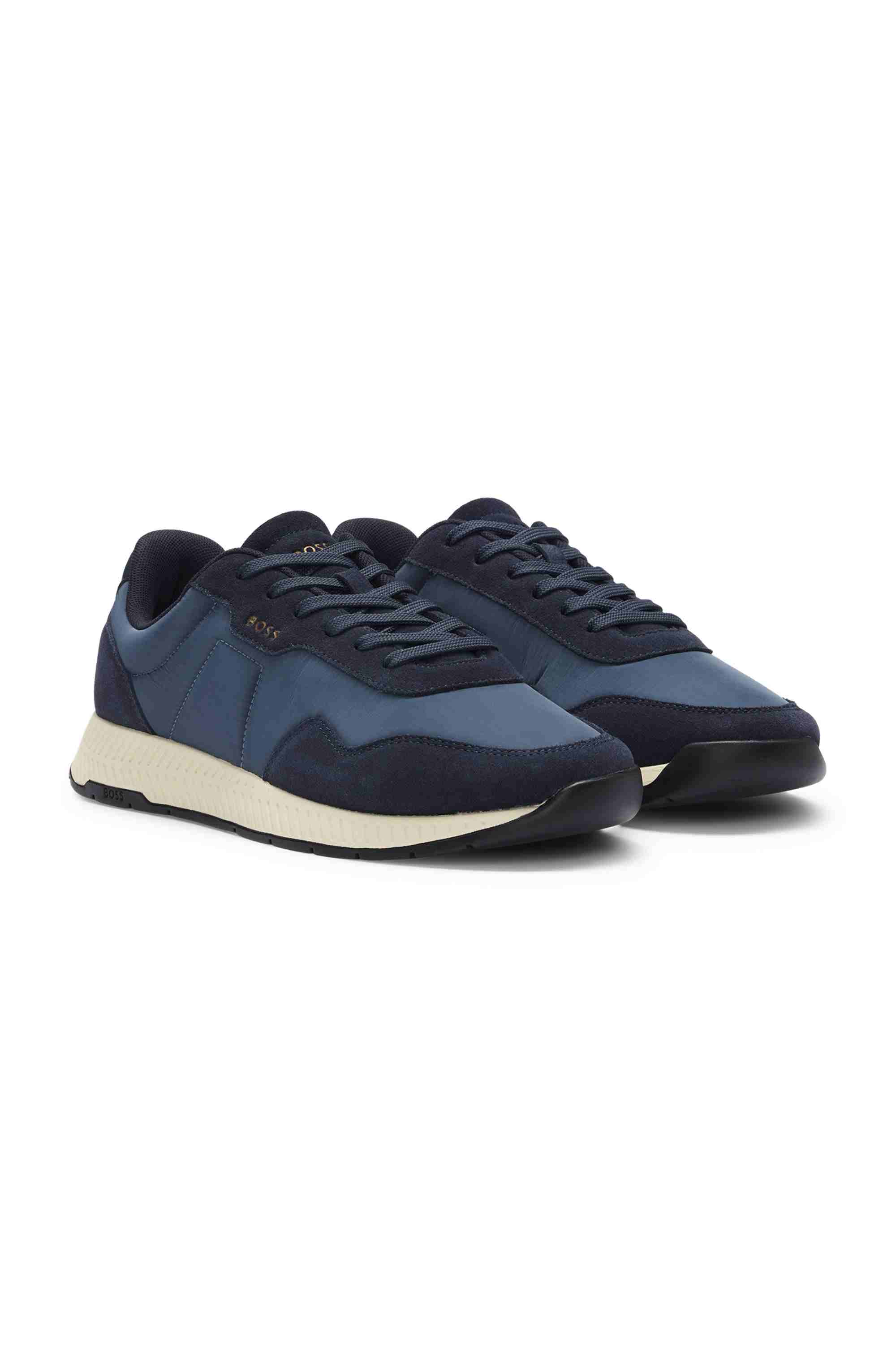 Mixed-material trainers with suede trims