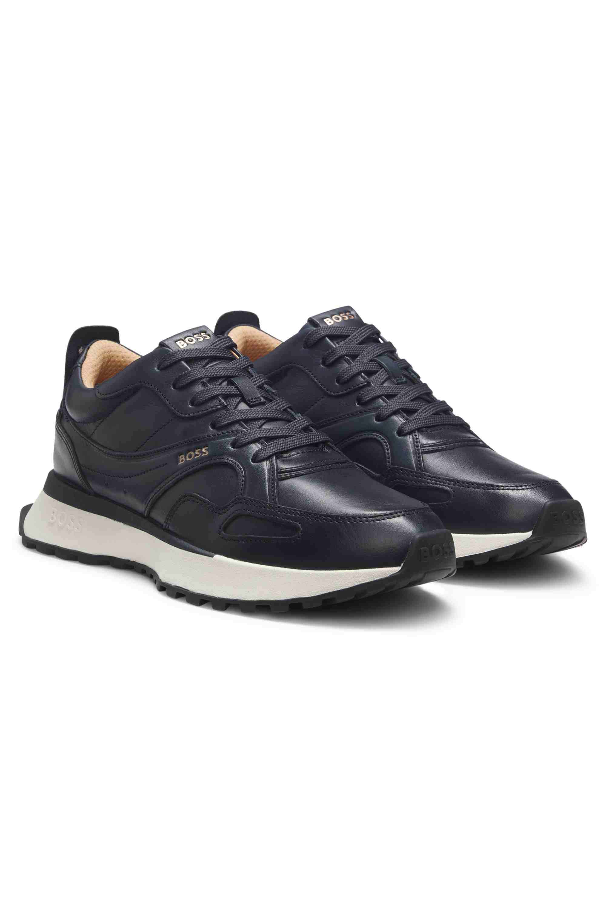 Trainers in burnished leather
