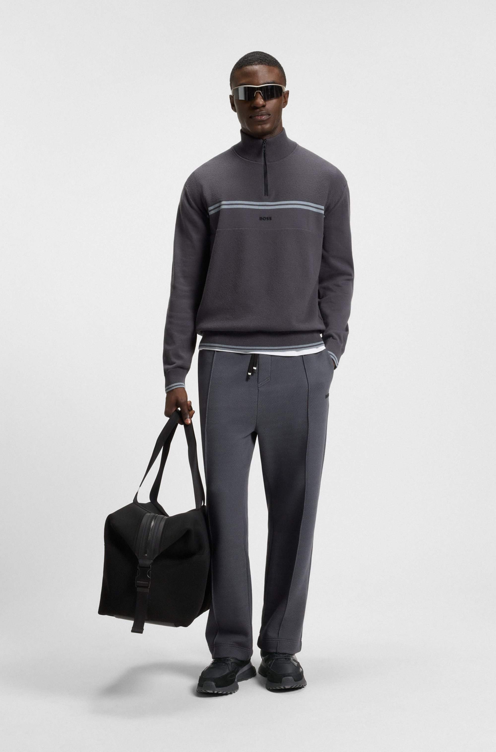 Mixed-material trainers with mesh and leather