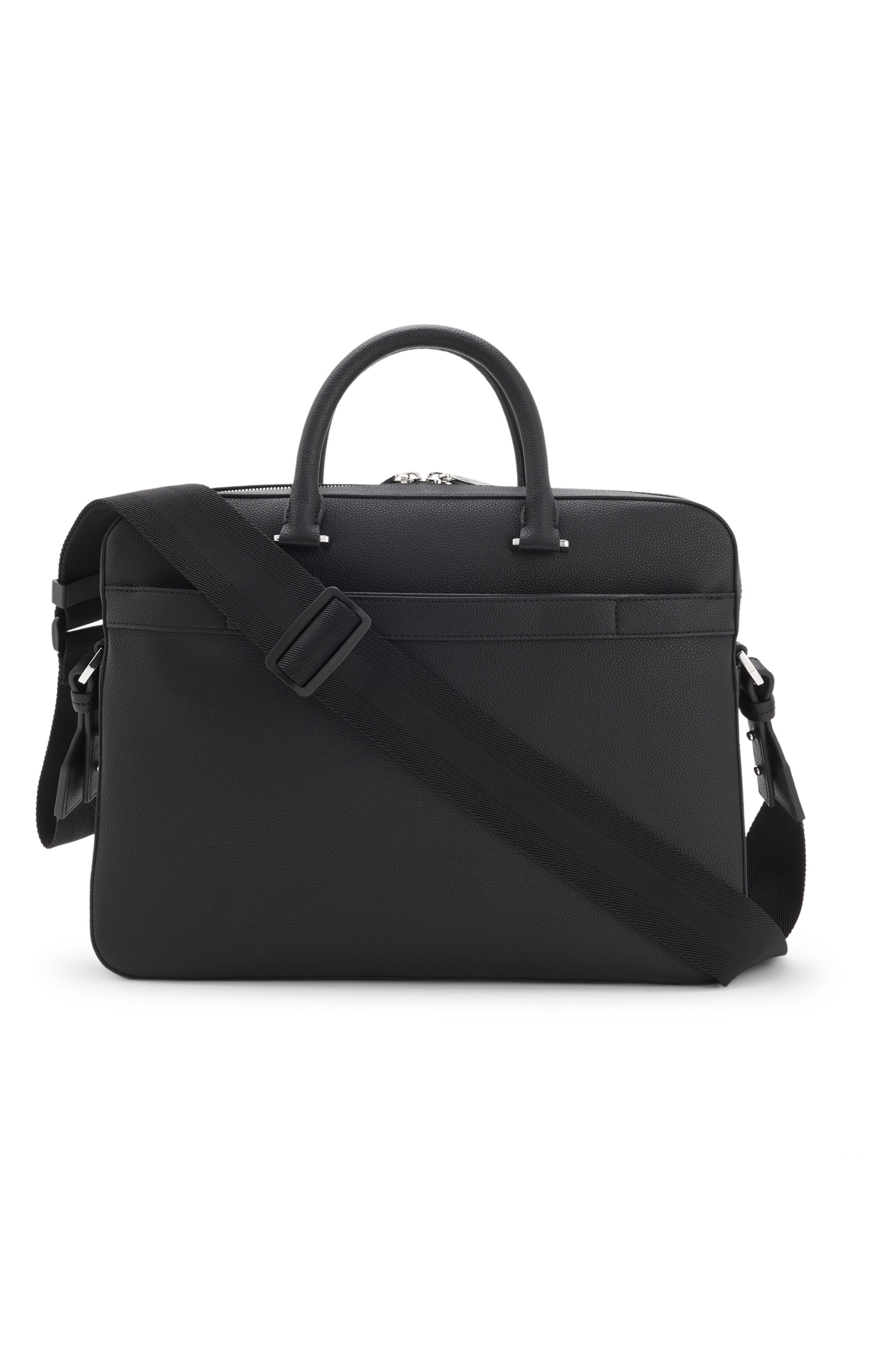 Logo-embossed document case in grained faux leather