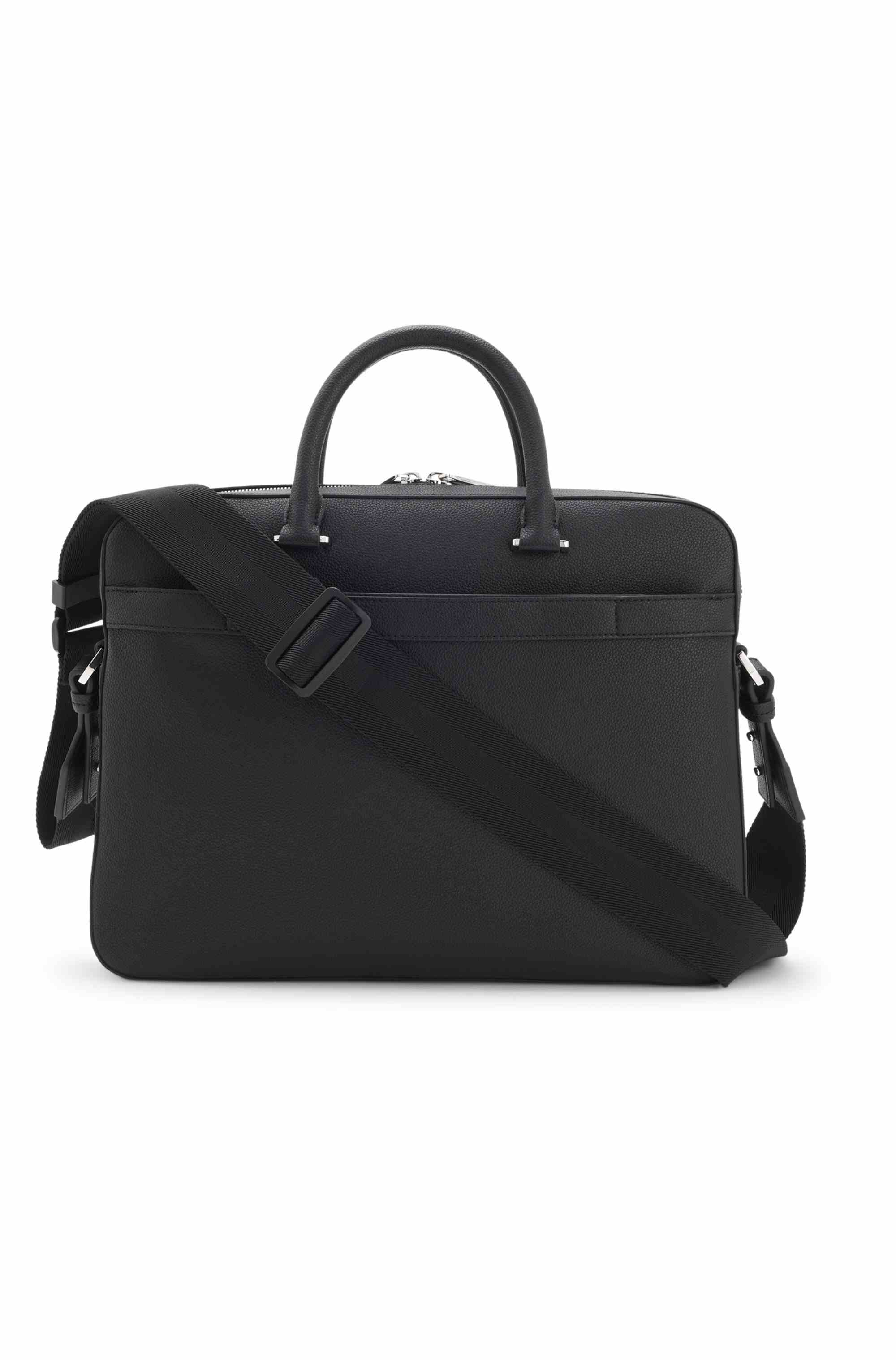 Logo-embossed document case in grained faux leather