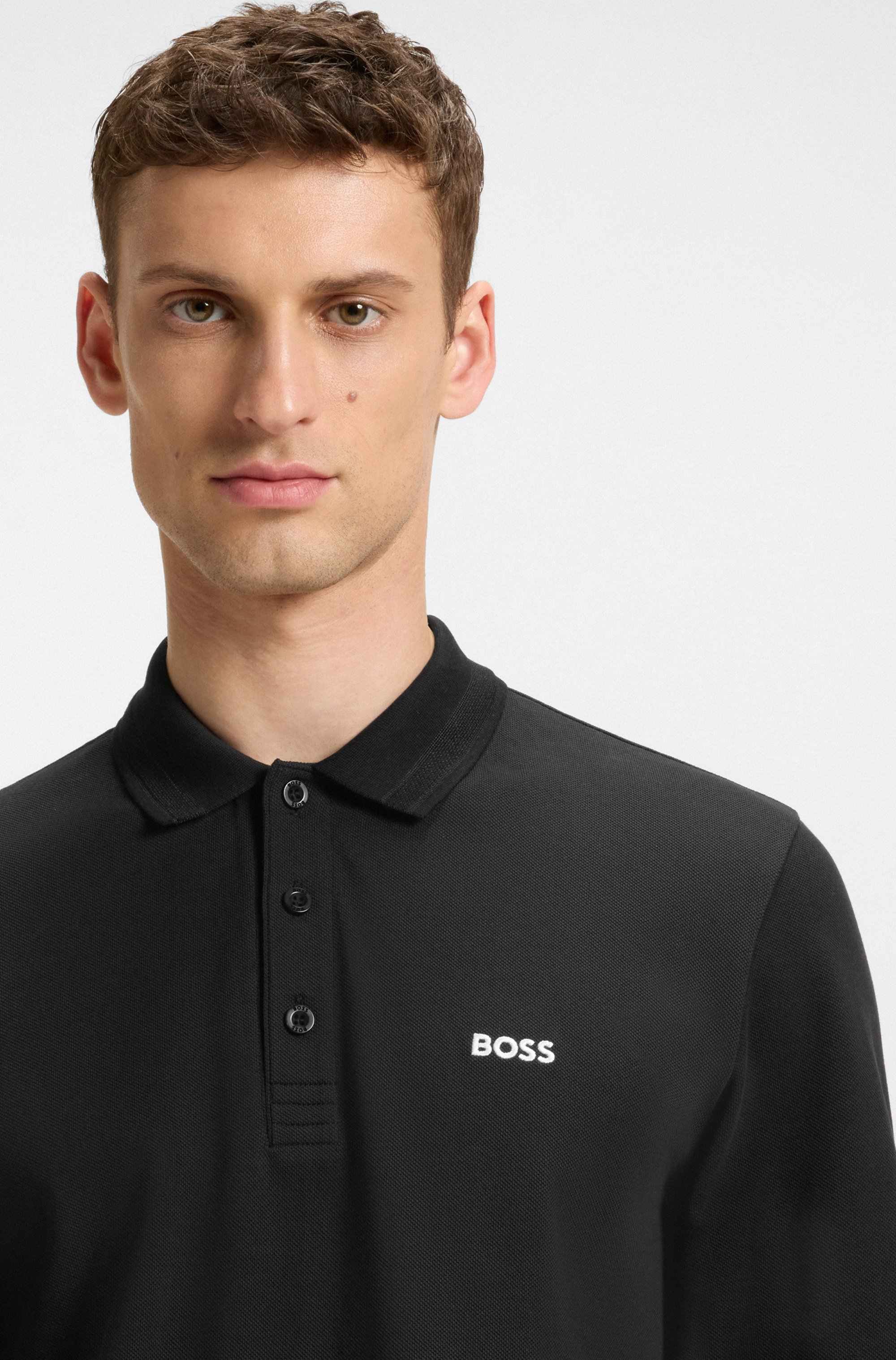 Cotton-piqué polo shirt with contrast logo