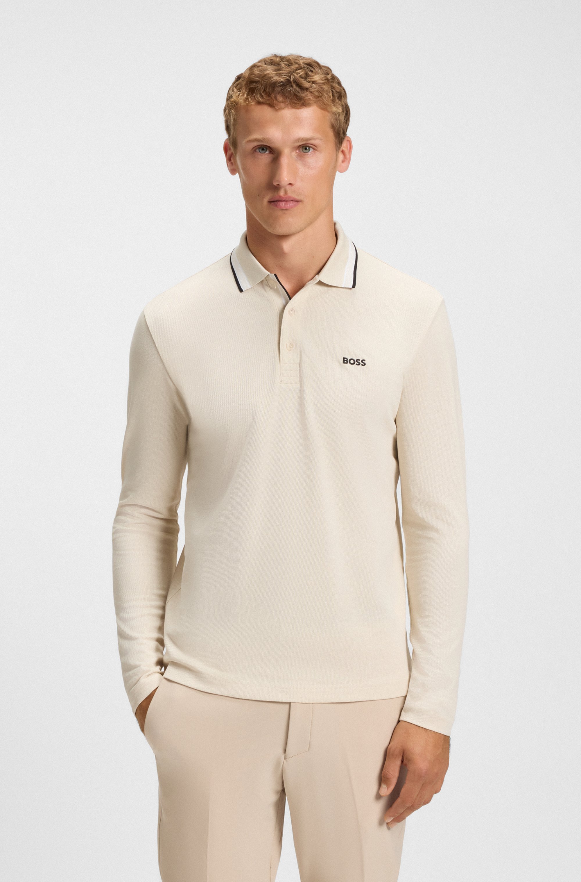 Cotton-piqué polo shirt with contrast logo