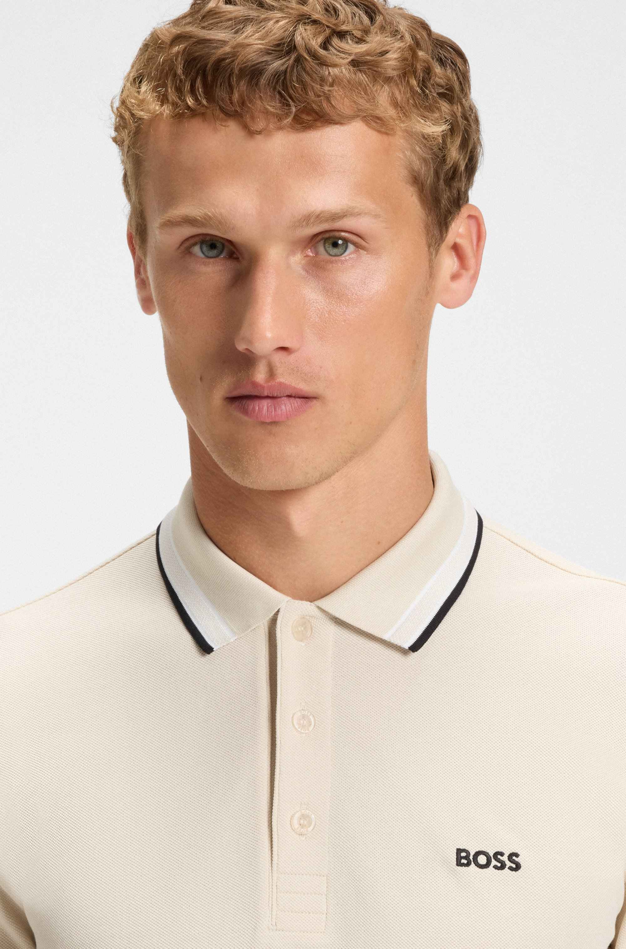 Cotton-piqué polo shirt with contrast logo
