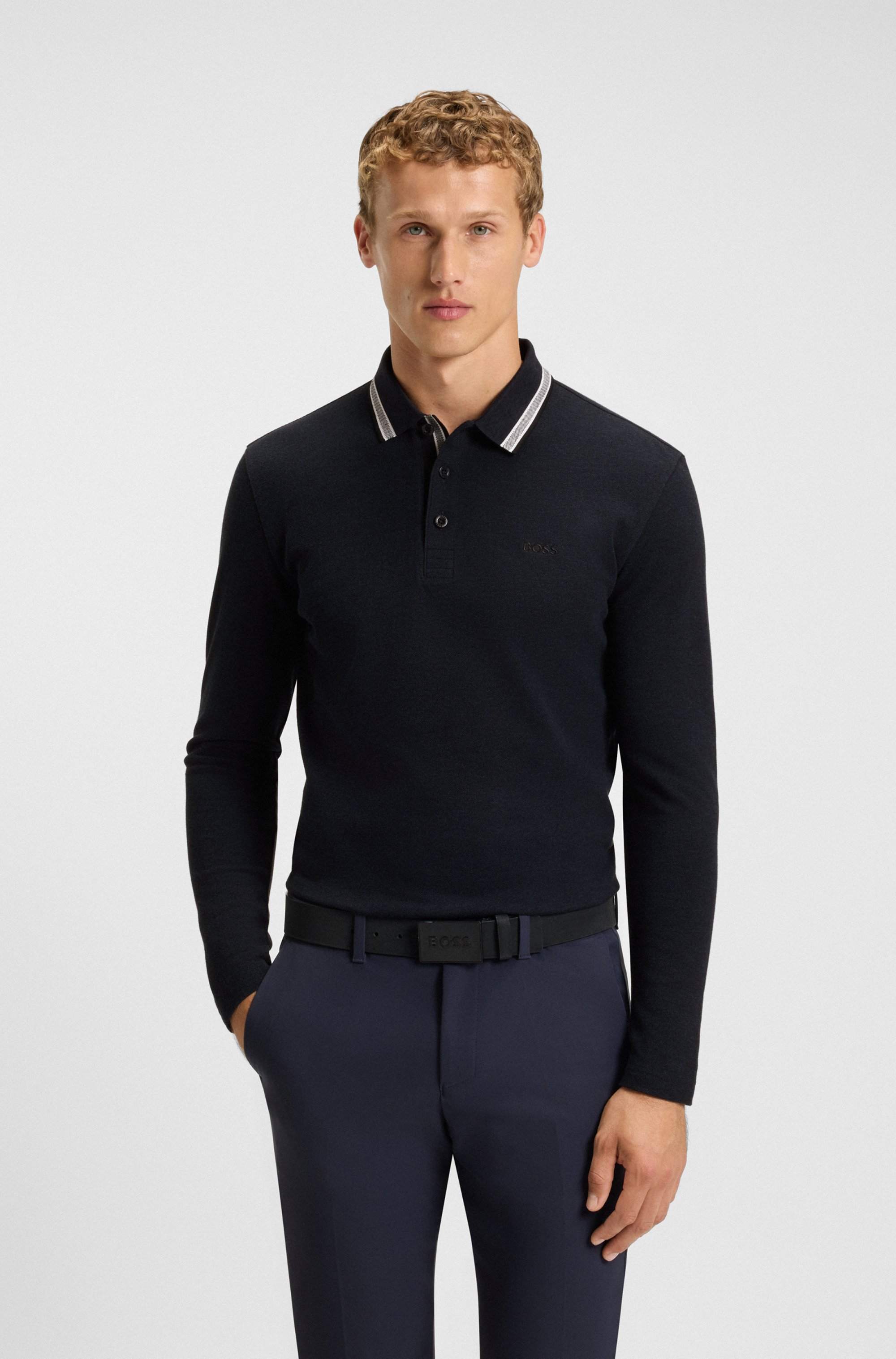Cotton-piqué polo shirt with contrast logo