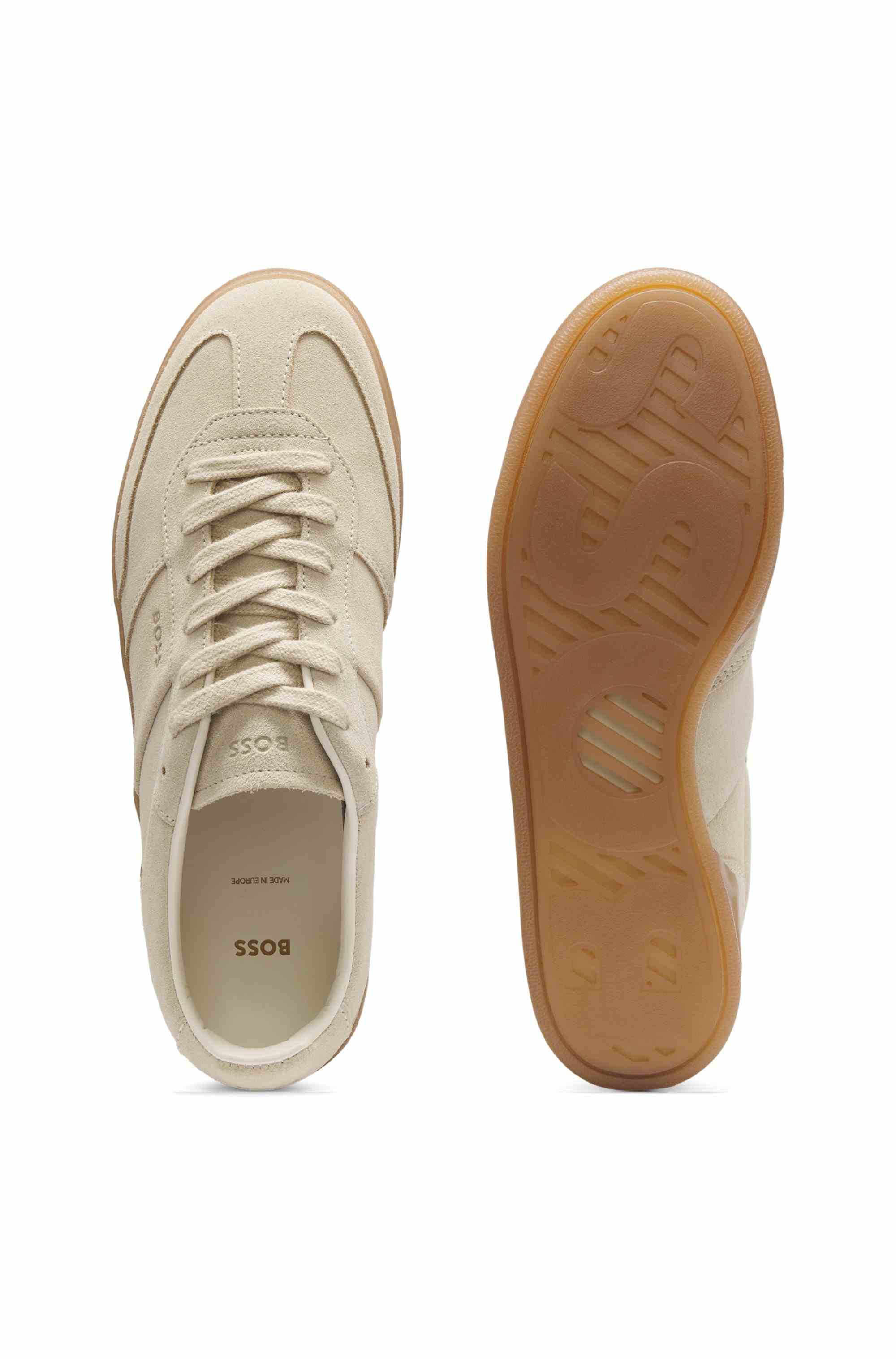 Suede trainers with rubber sole