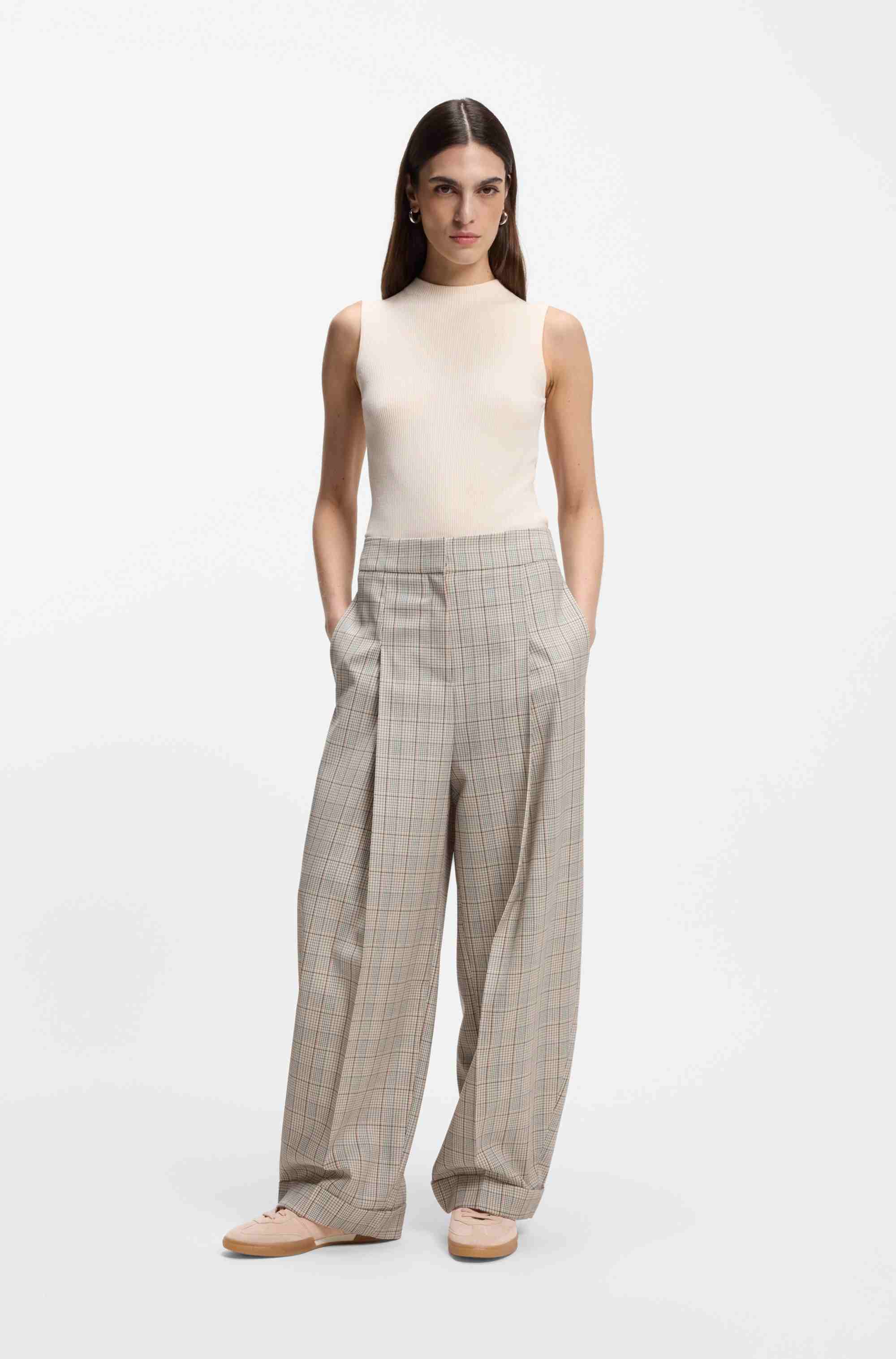 Suede trainers with rubber sole