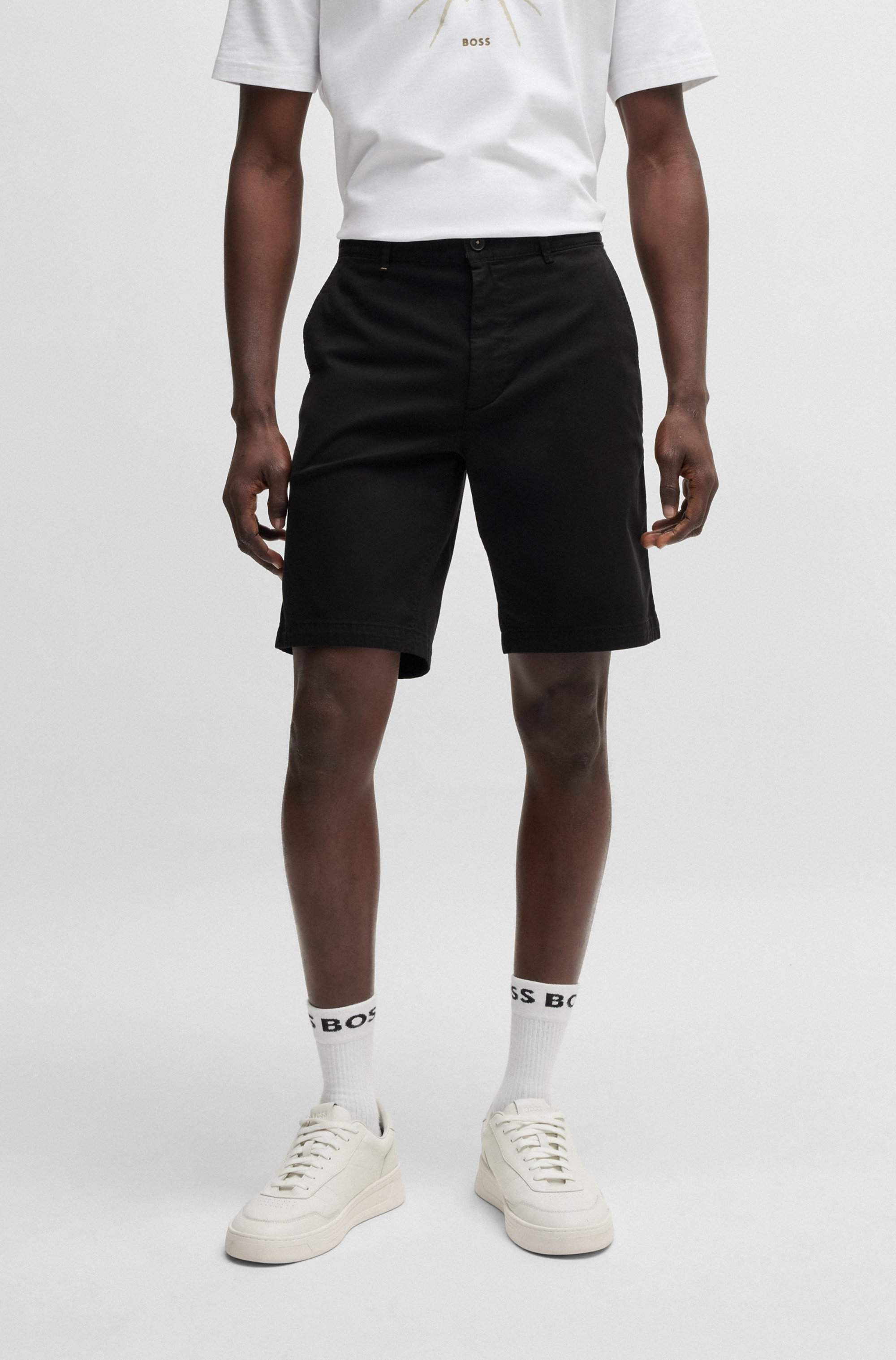 Slim-fit shorts in stretch-cotton twill