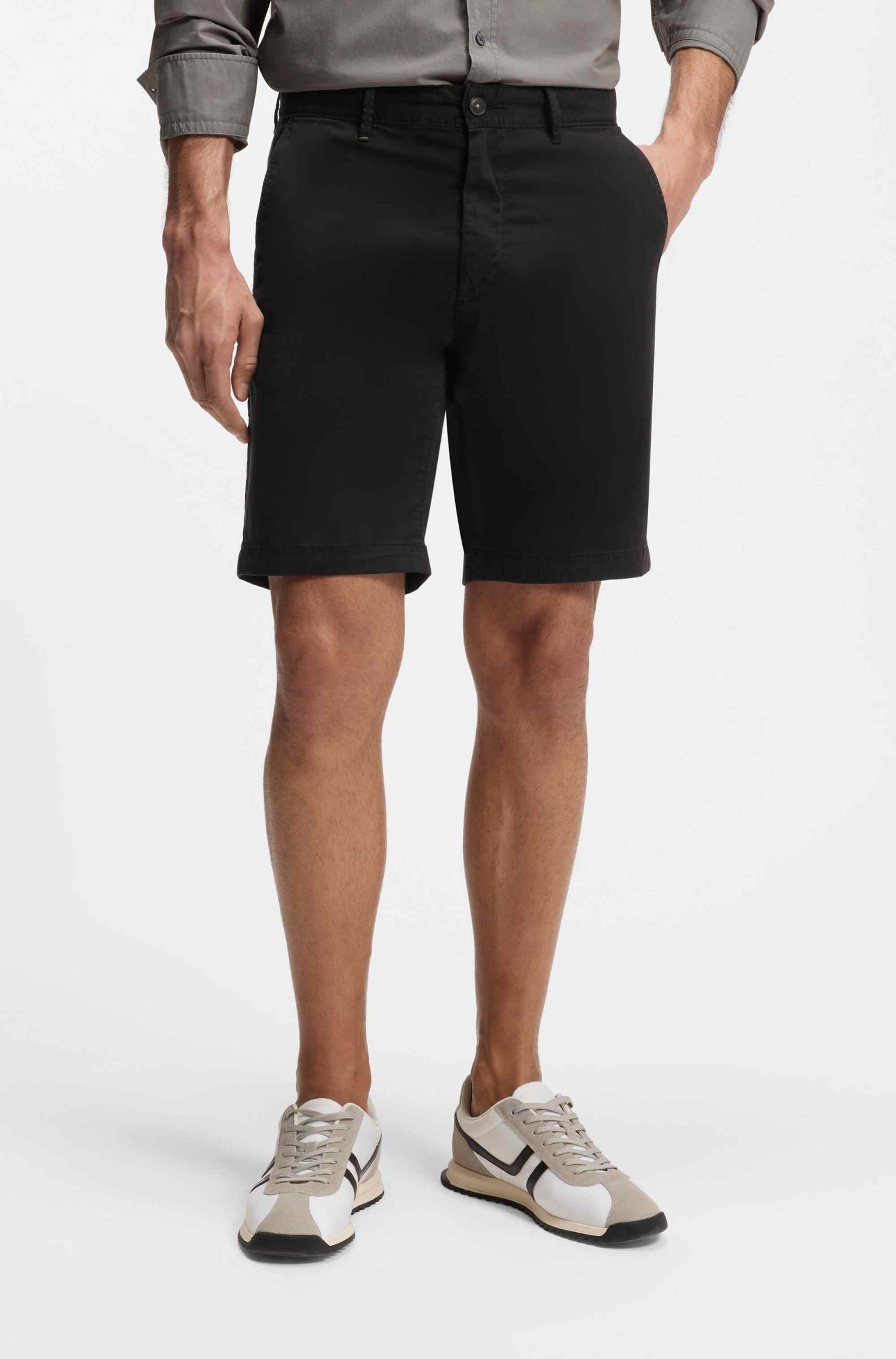 Slim-fit shorts in stretch-cotton twill