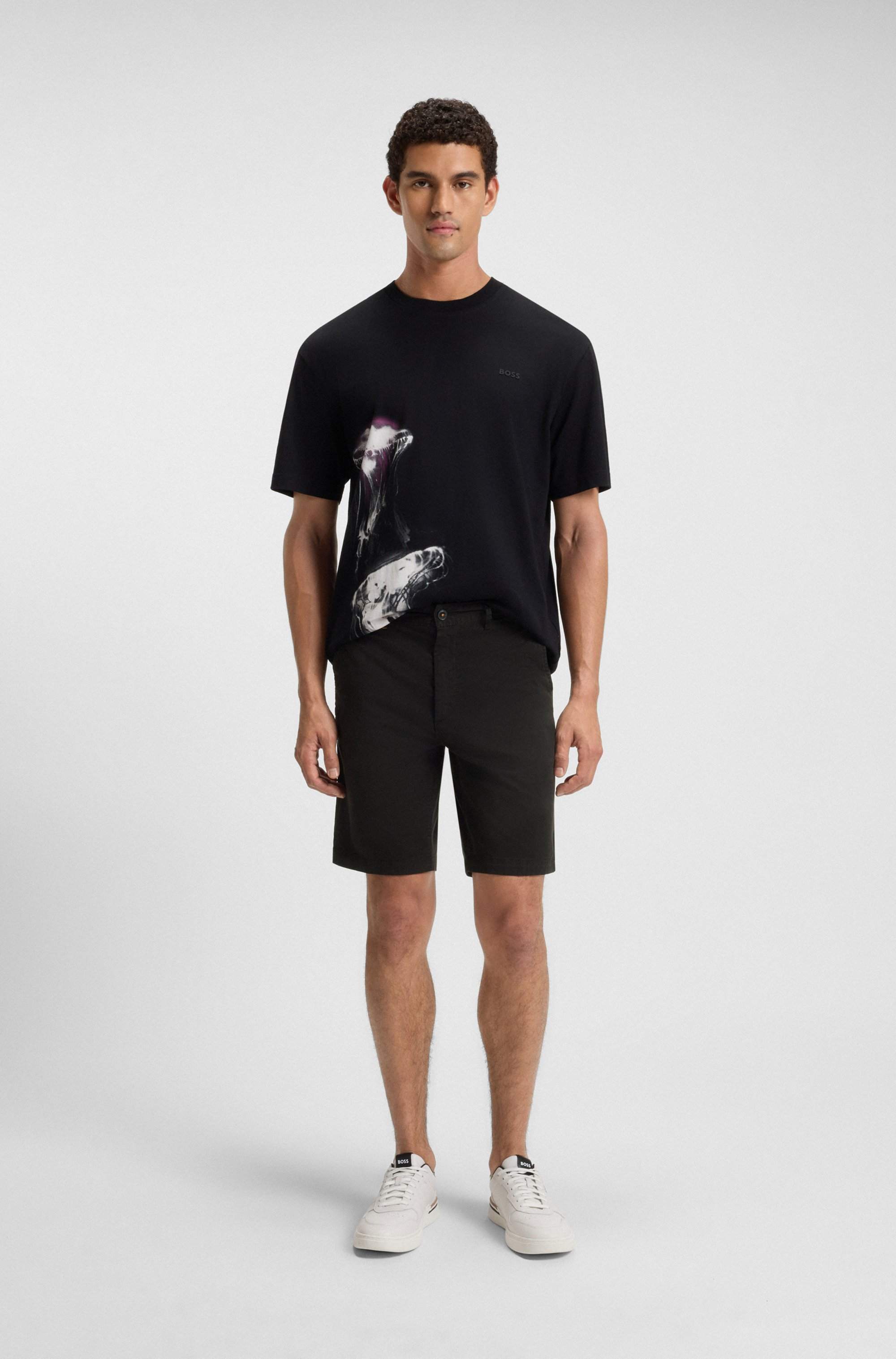 Slim-fit shorts in stretch-cotton twill