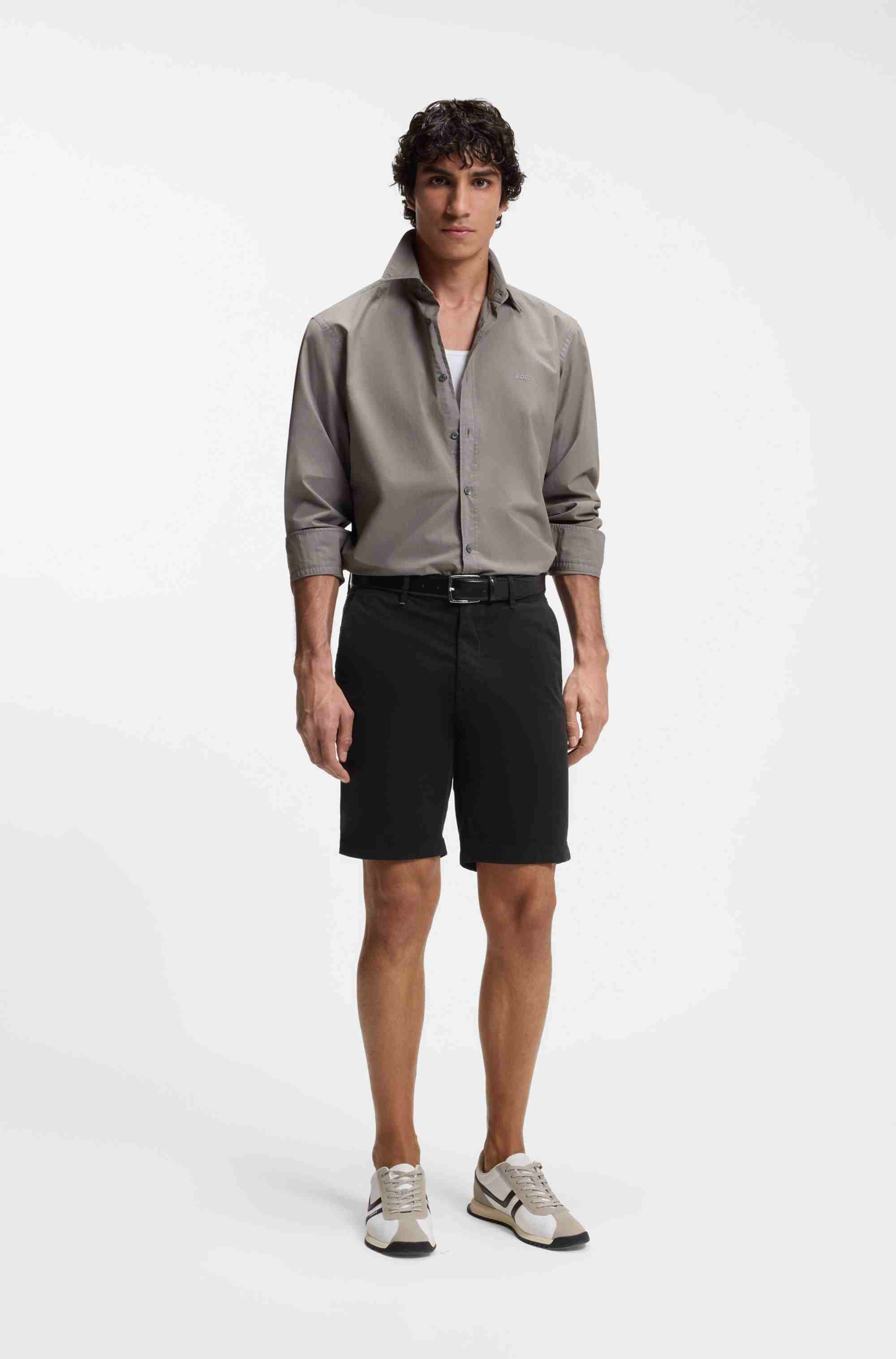 Slim-fit shorts in stretch-cotton twill