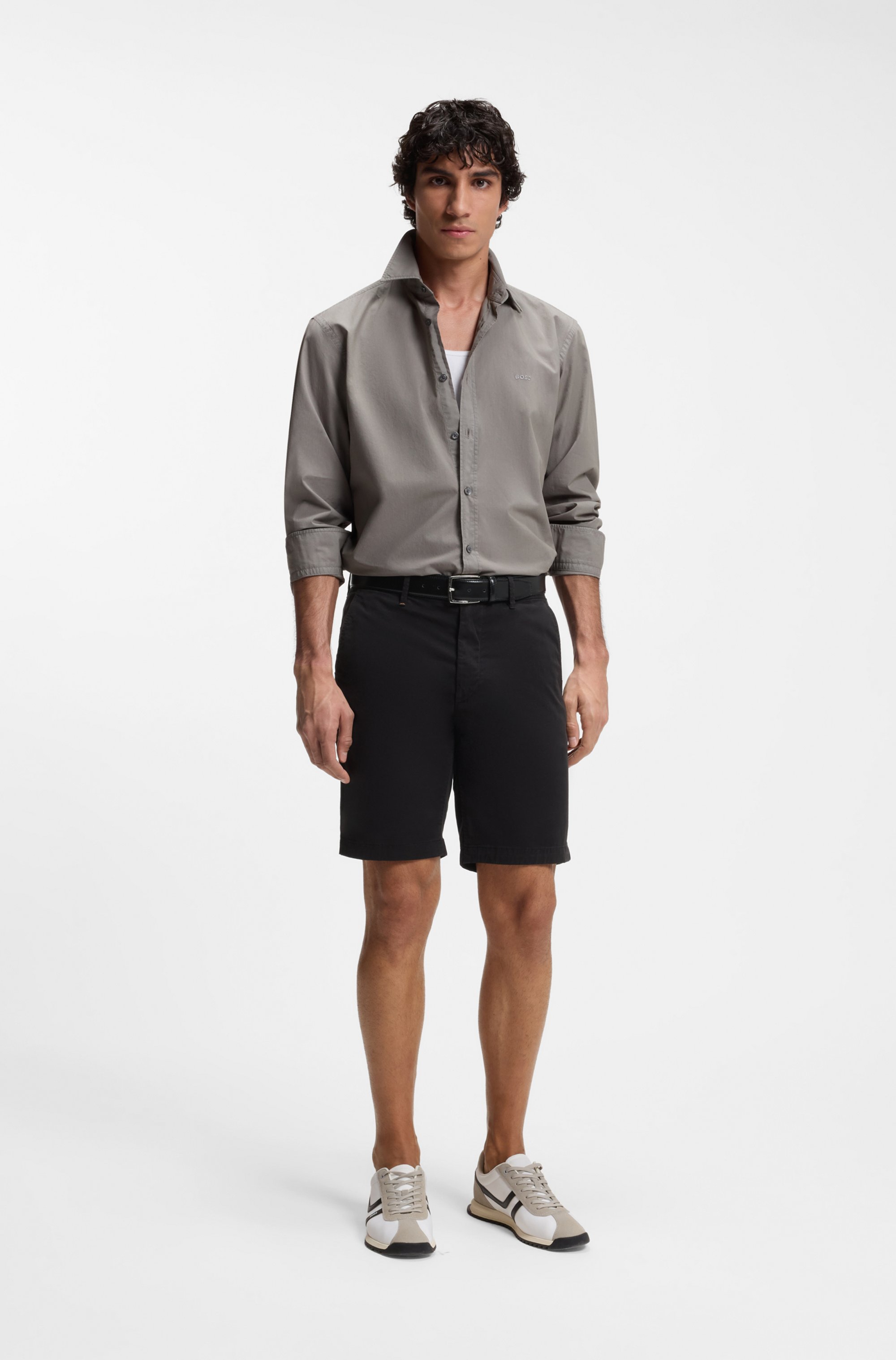 Slim-fit shorts in stretch-cotton twill