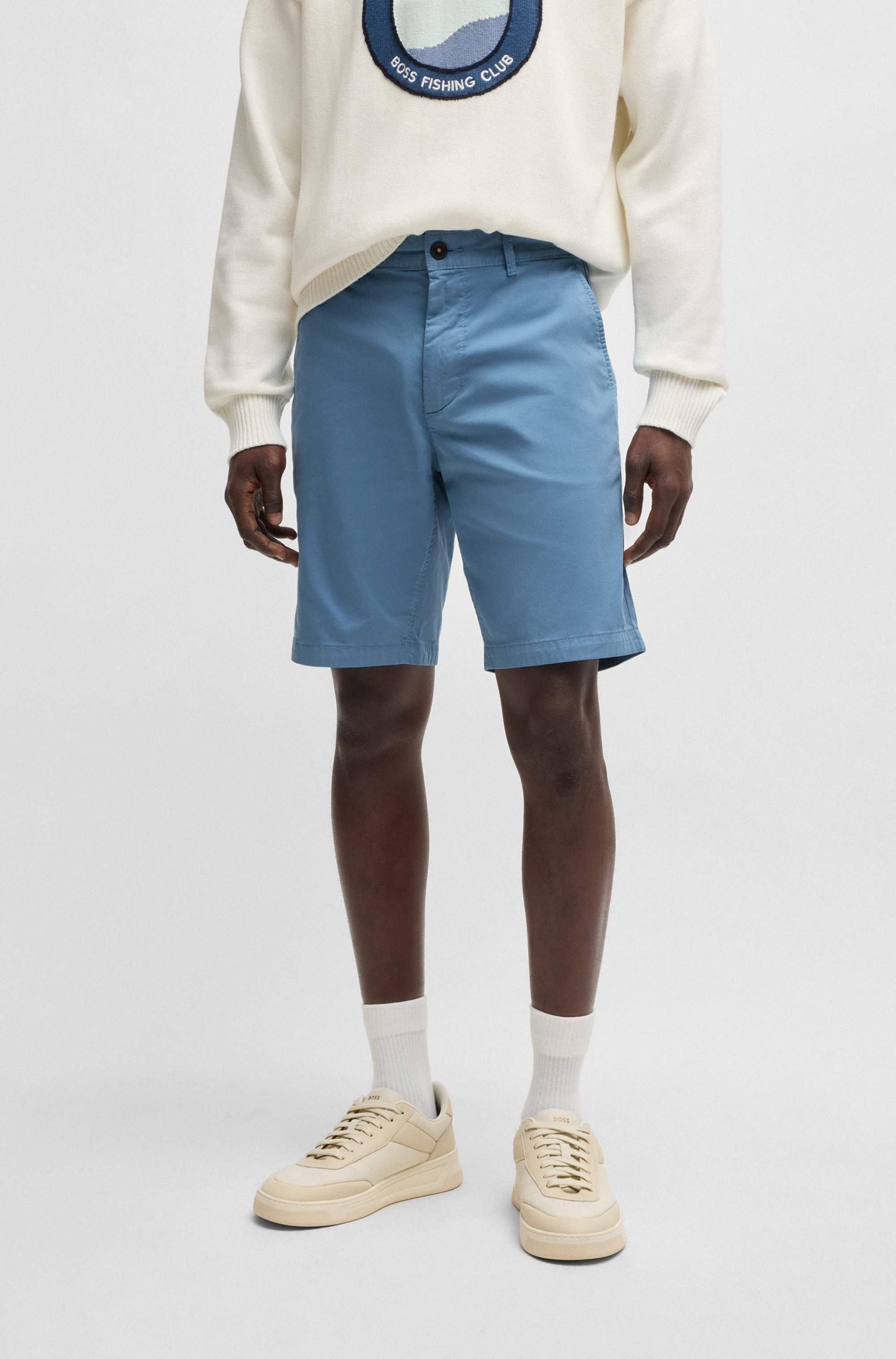 Slim-fit shorts in stretch-cotton twill
