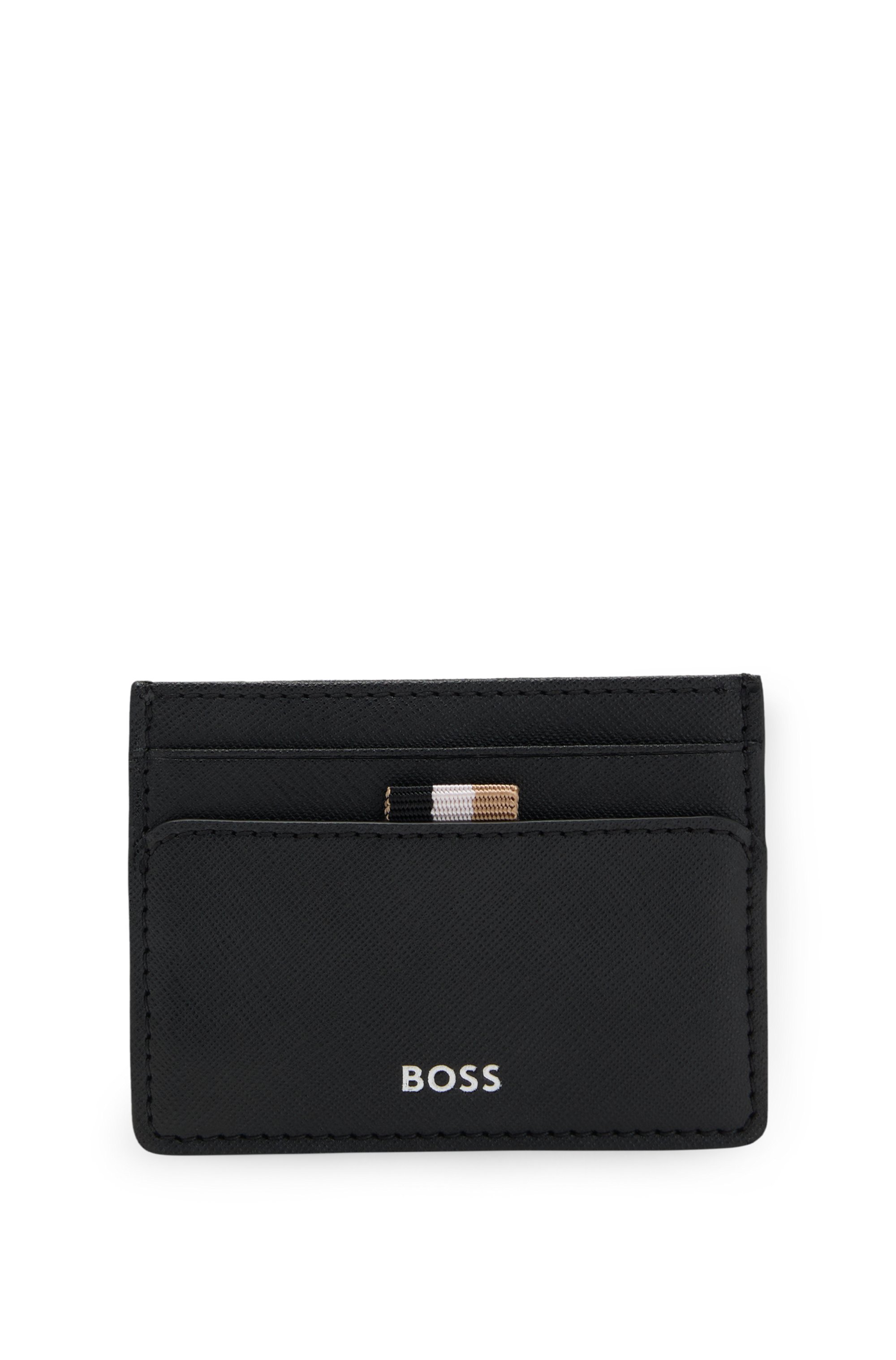 Card holder with foil-embossed logo