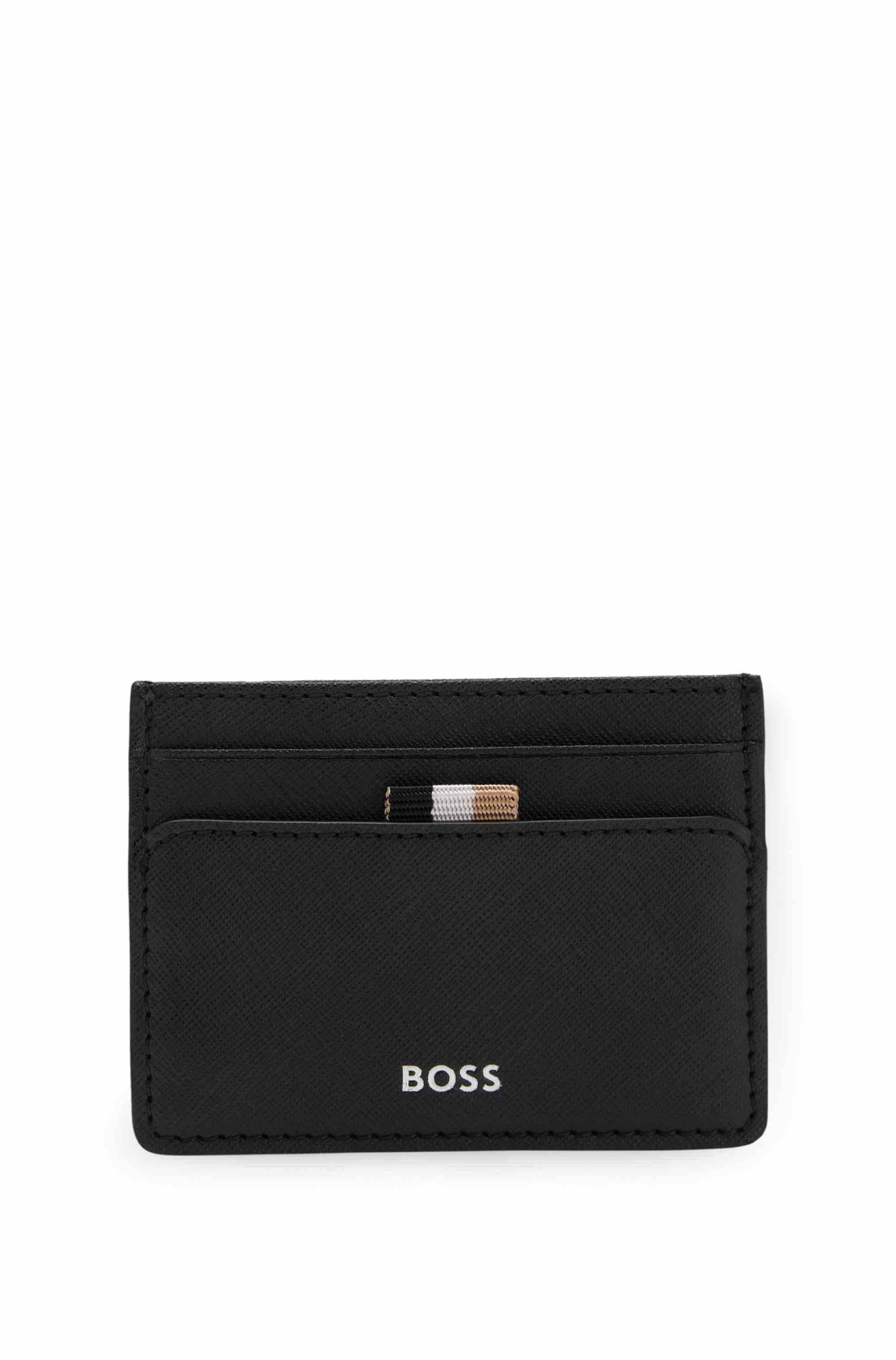 Card holder with foil-embossed logo