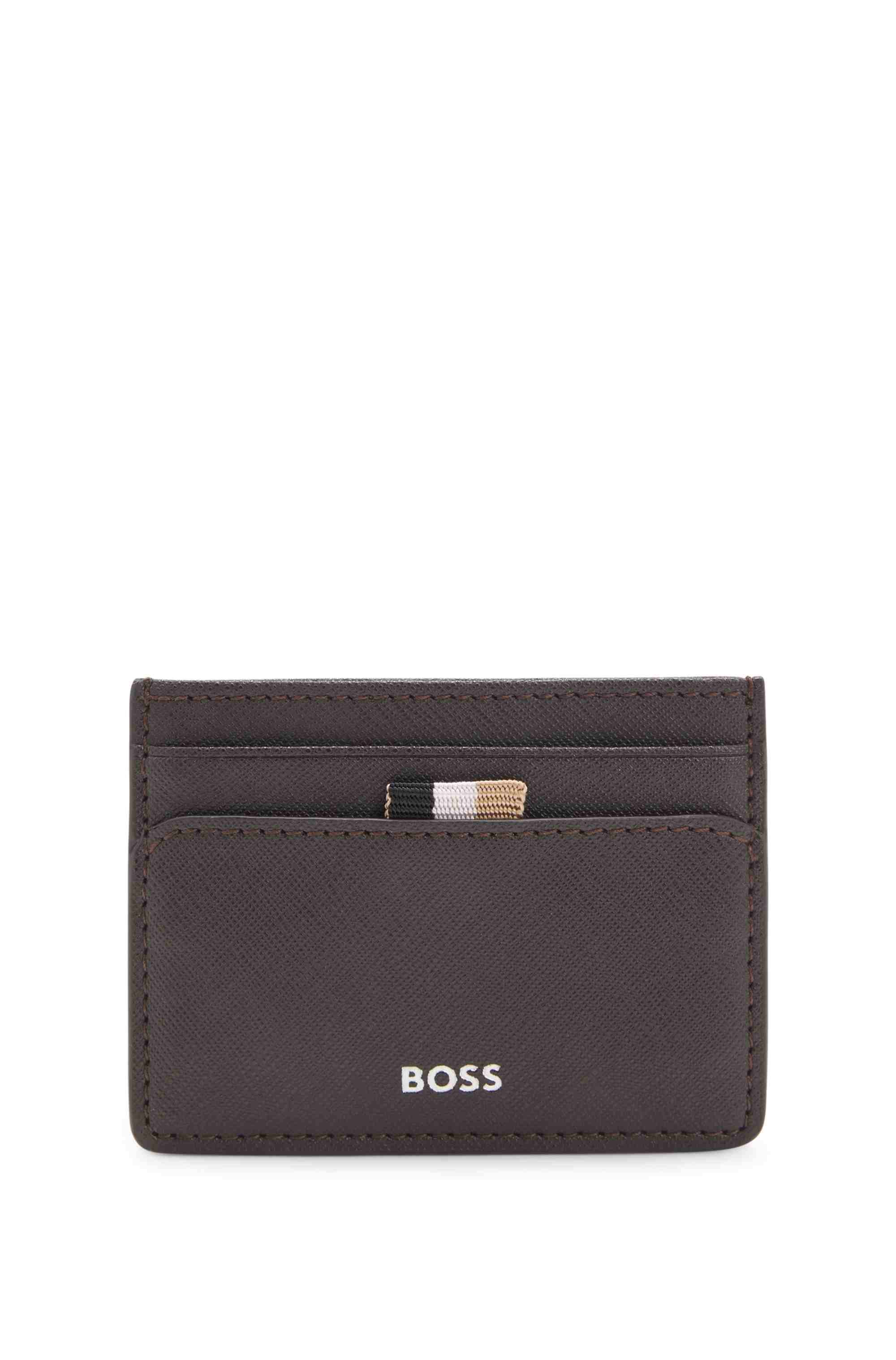 Card holder with foil-embossed logo