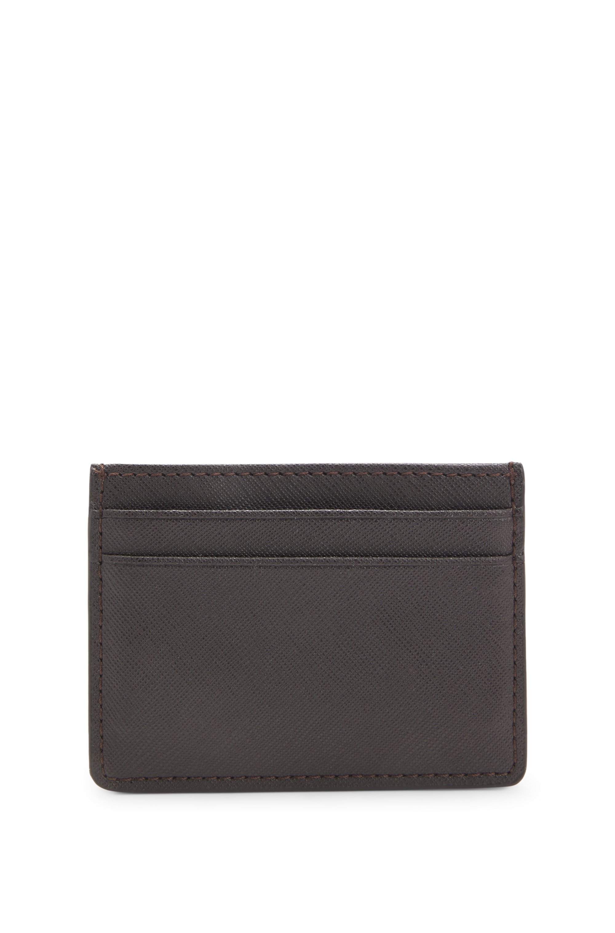 Card holder with foil-embossed logo