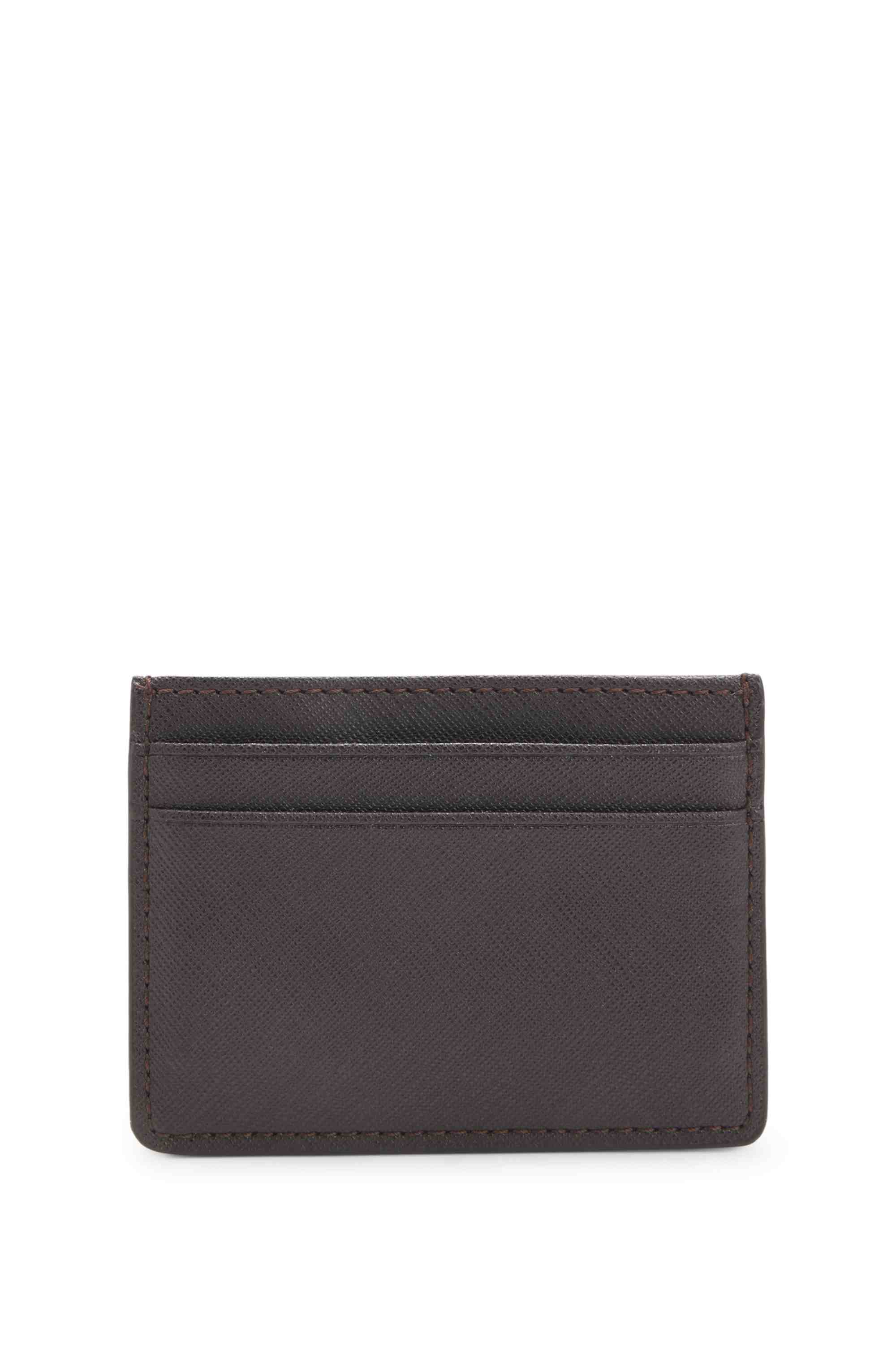 Card holder with foil-embossed logo