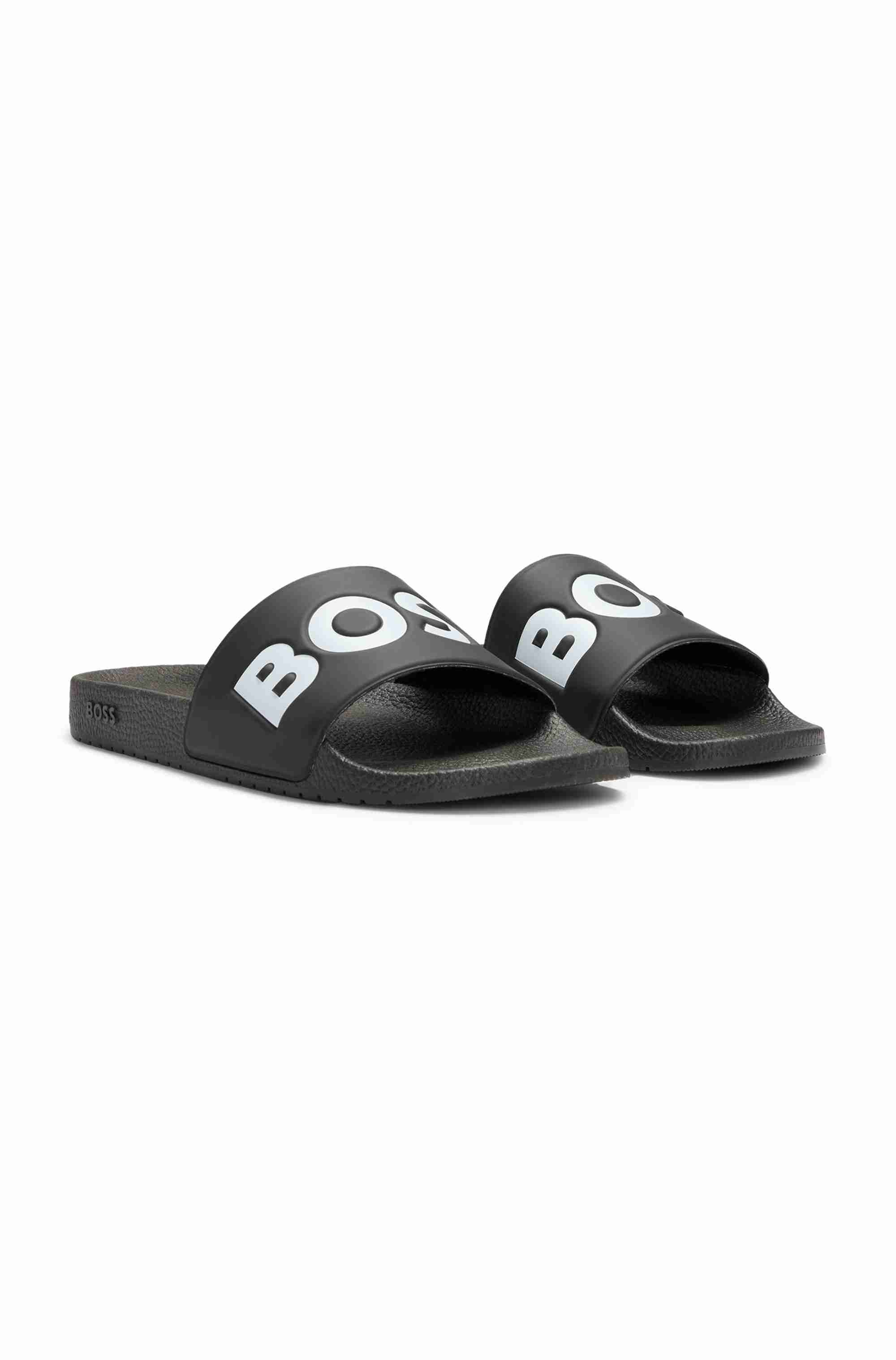 Italian-made slides with large logo detail