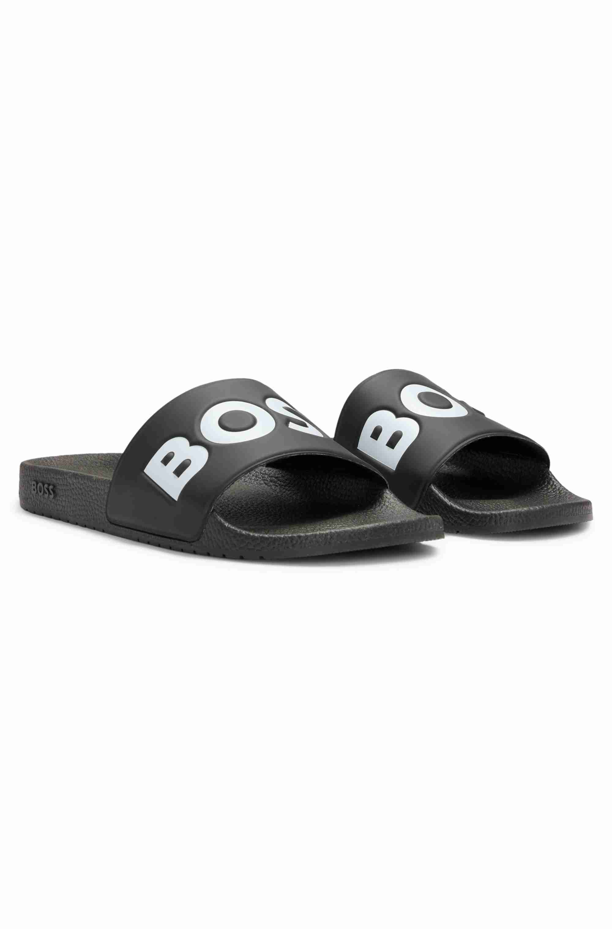 Italian-made slides with large logo detail