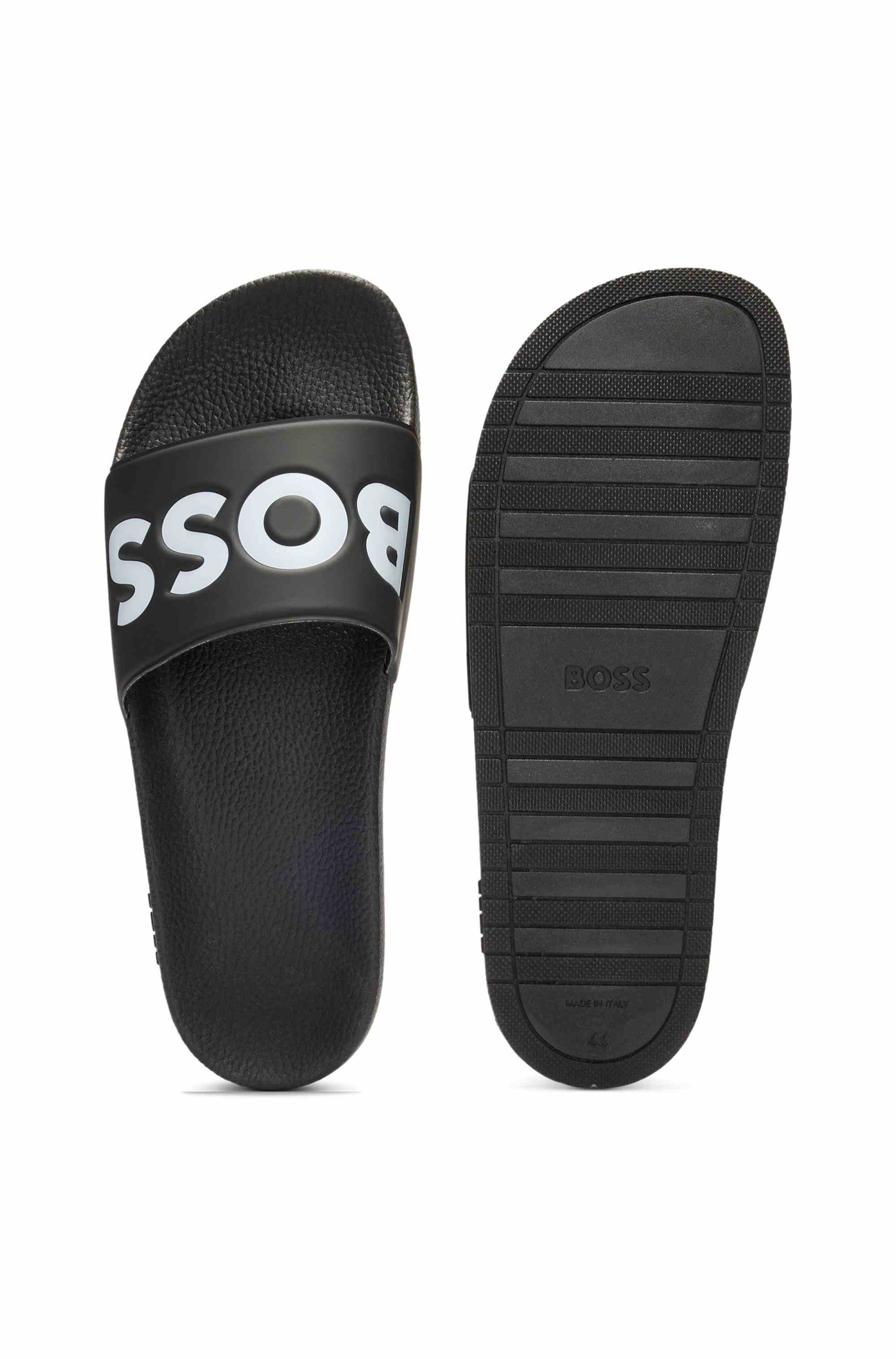 Italian-made slides with large logo detail