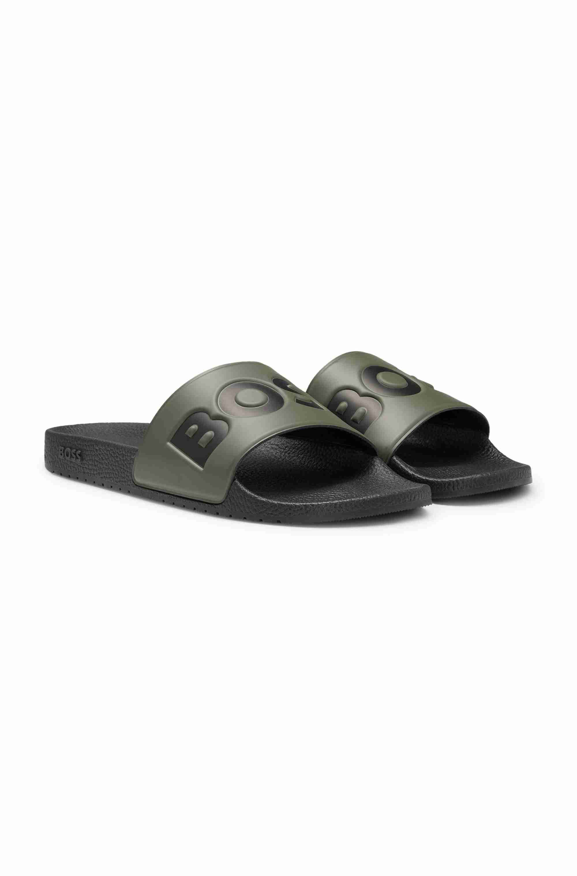 Italian-made slides with large logo detail