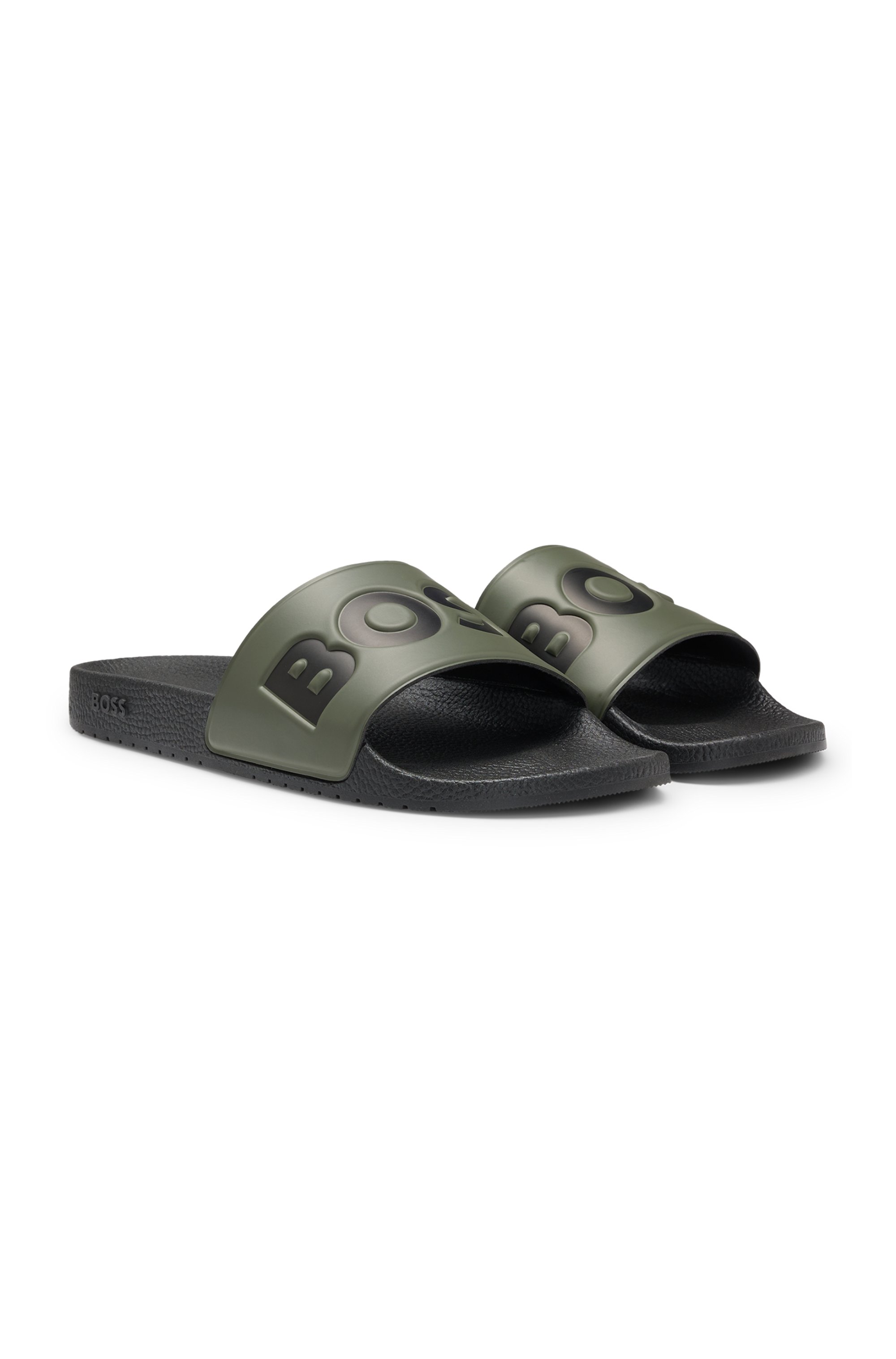 Italian-made slides with large logo detail