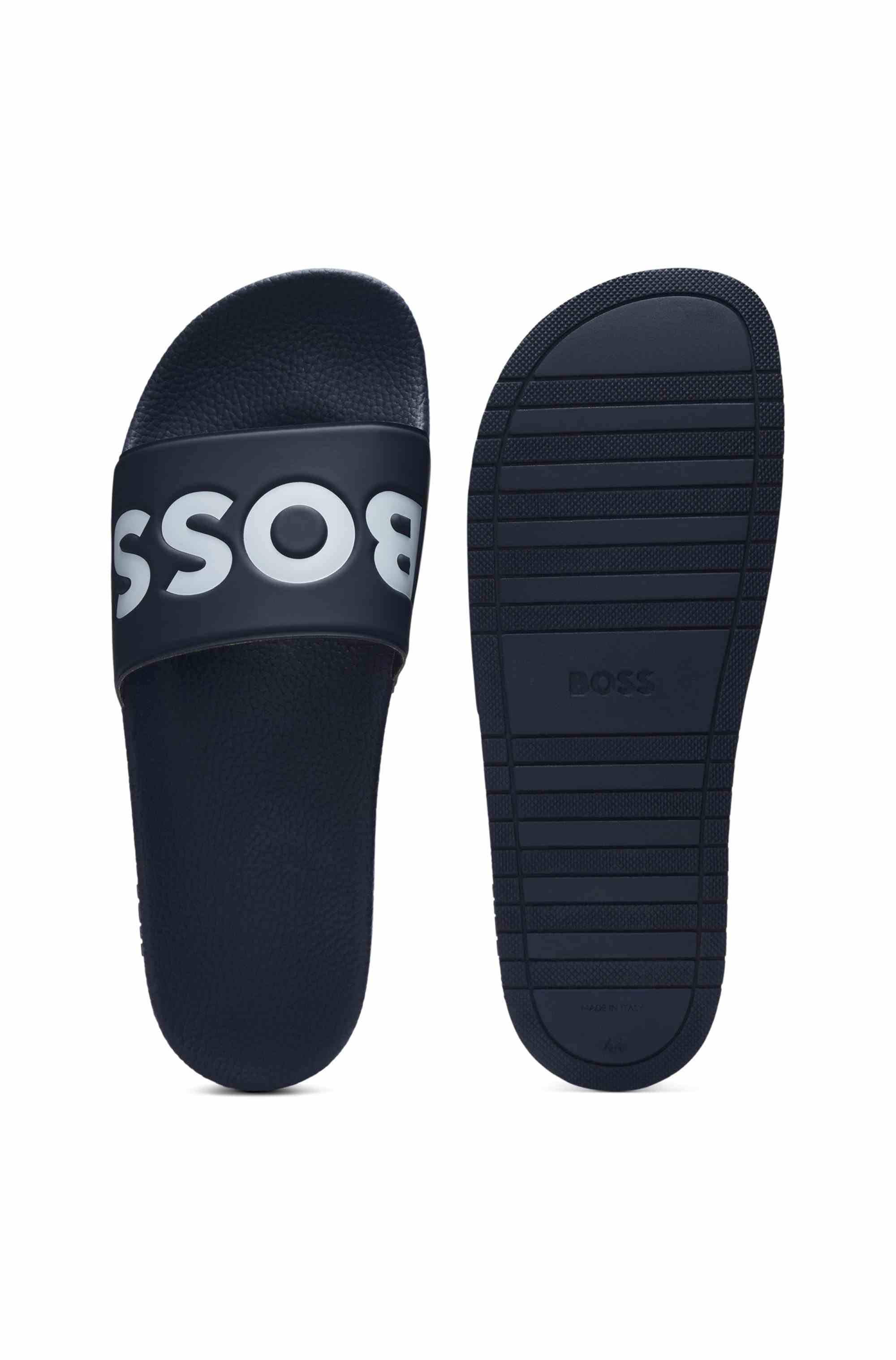 Italian-made slides with large logo detail