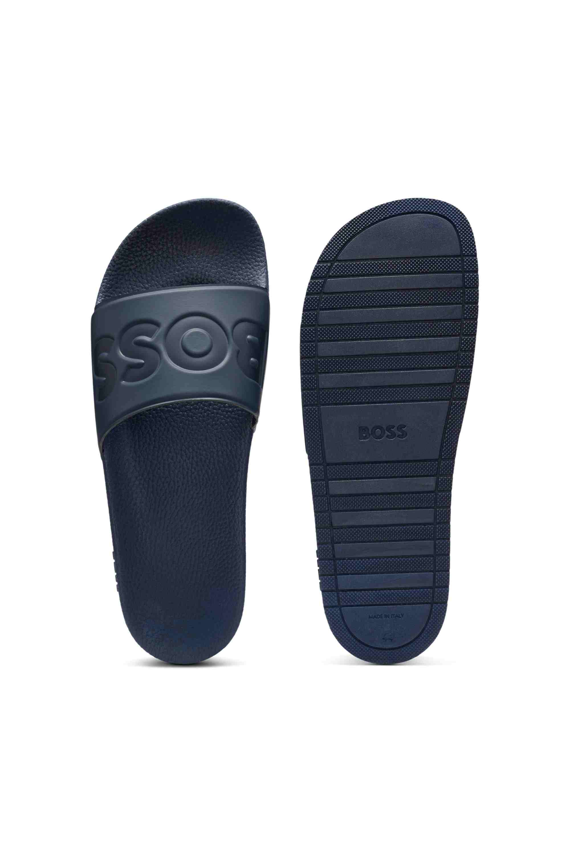 Italian-made slides with large logo detail