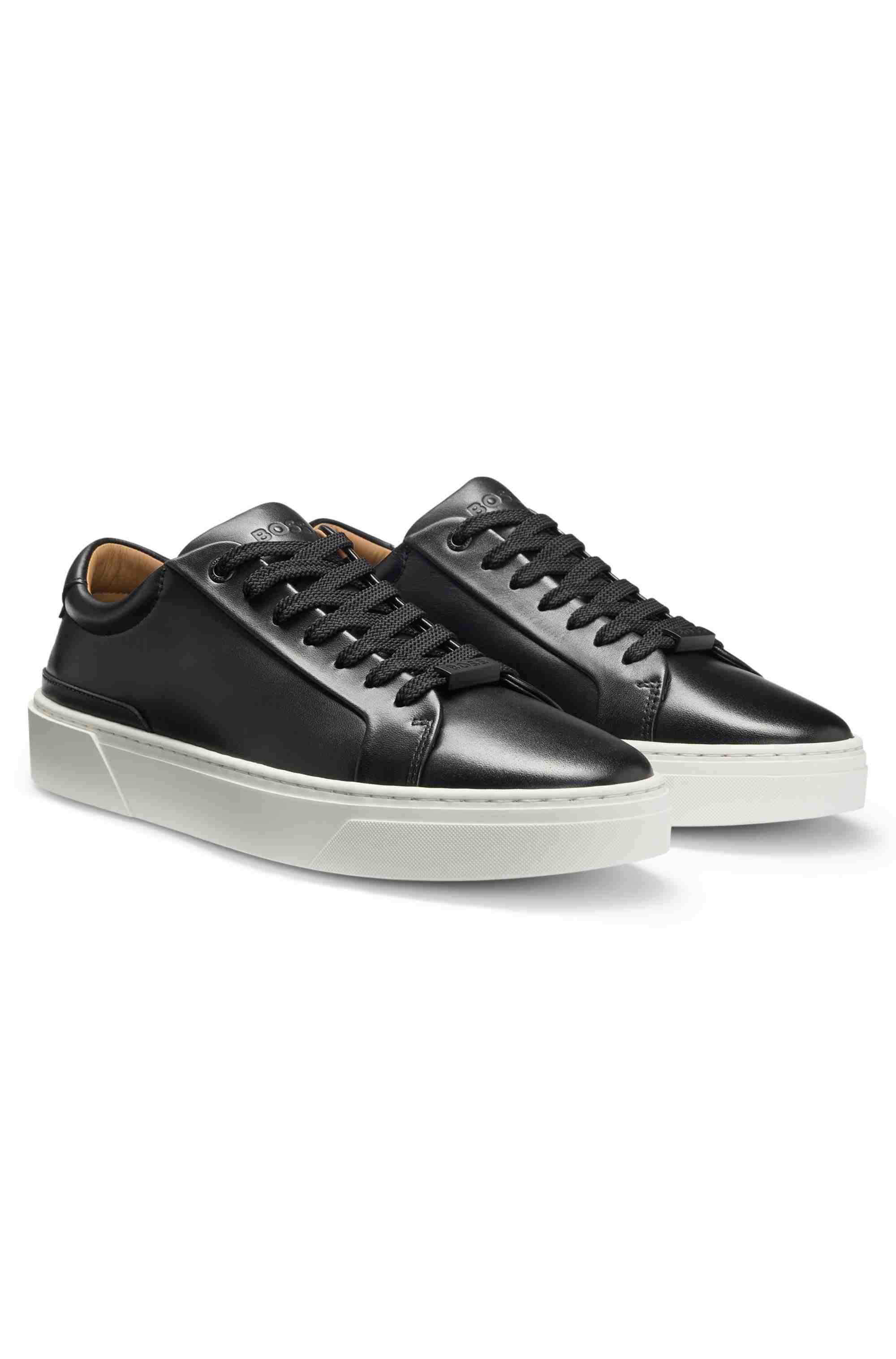 Gary leather low-top trainers with branded lace loop