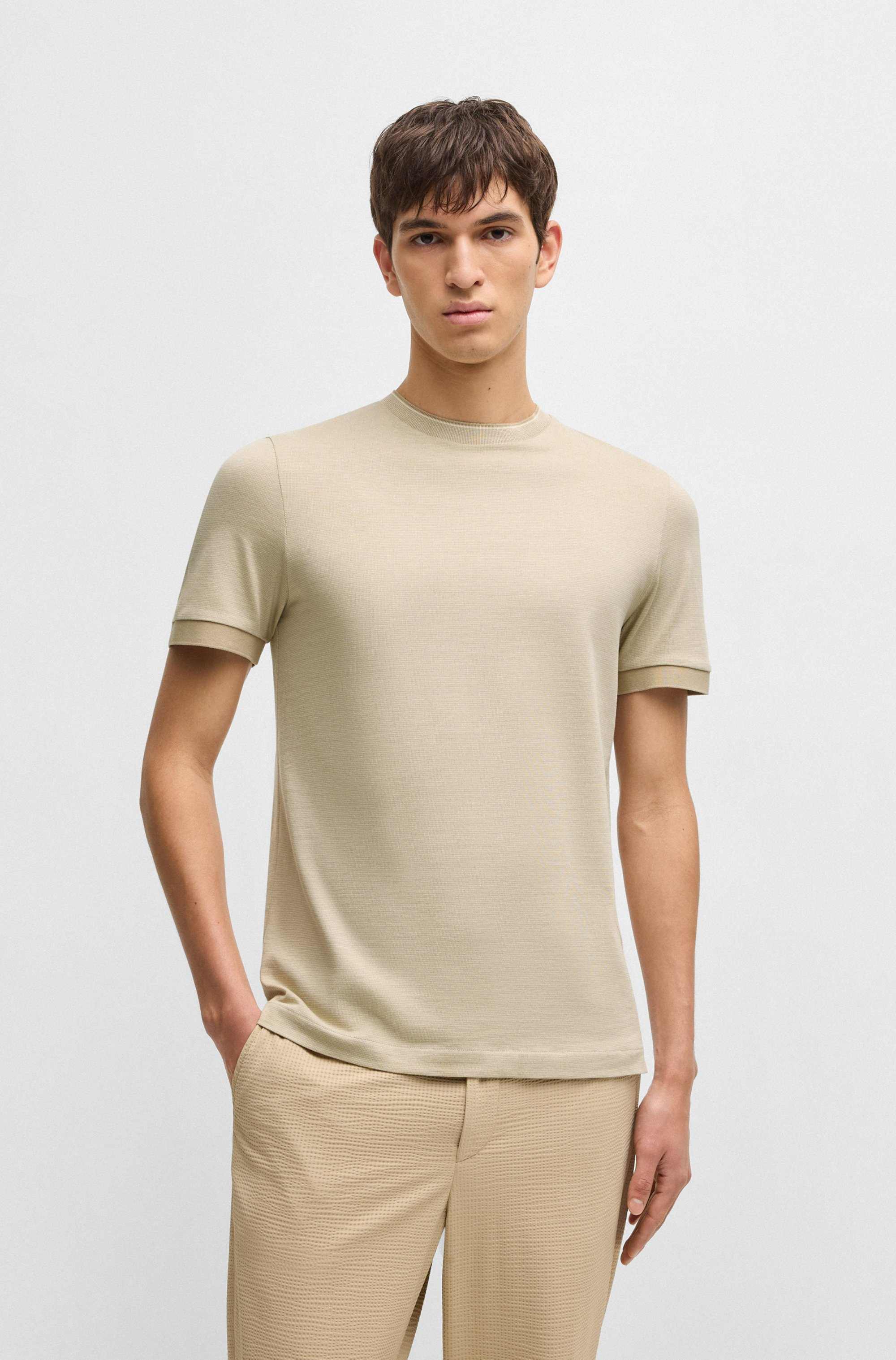 Structured-cotton slim-fit T-shirt with contrast collar
