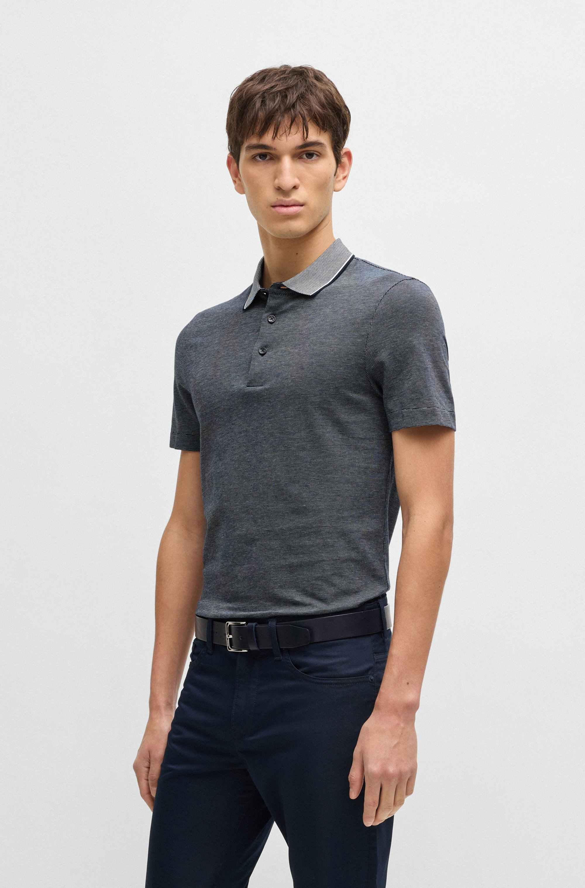 Structured-cotton slim-fit polo shirt with contrast collar