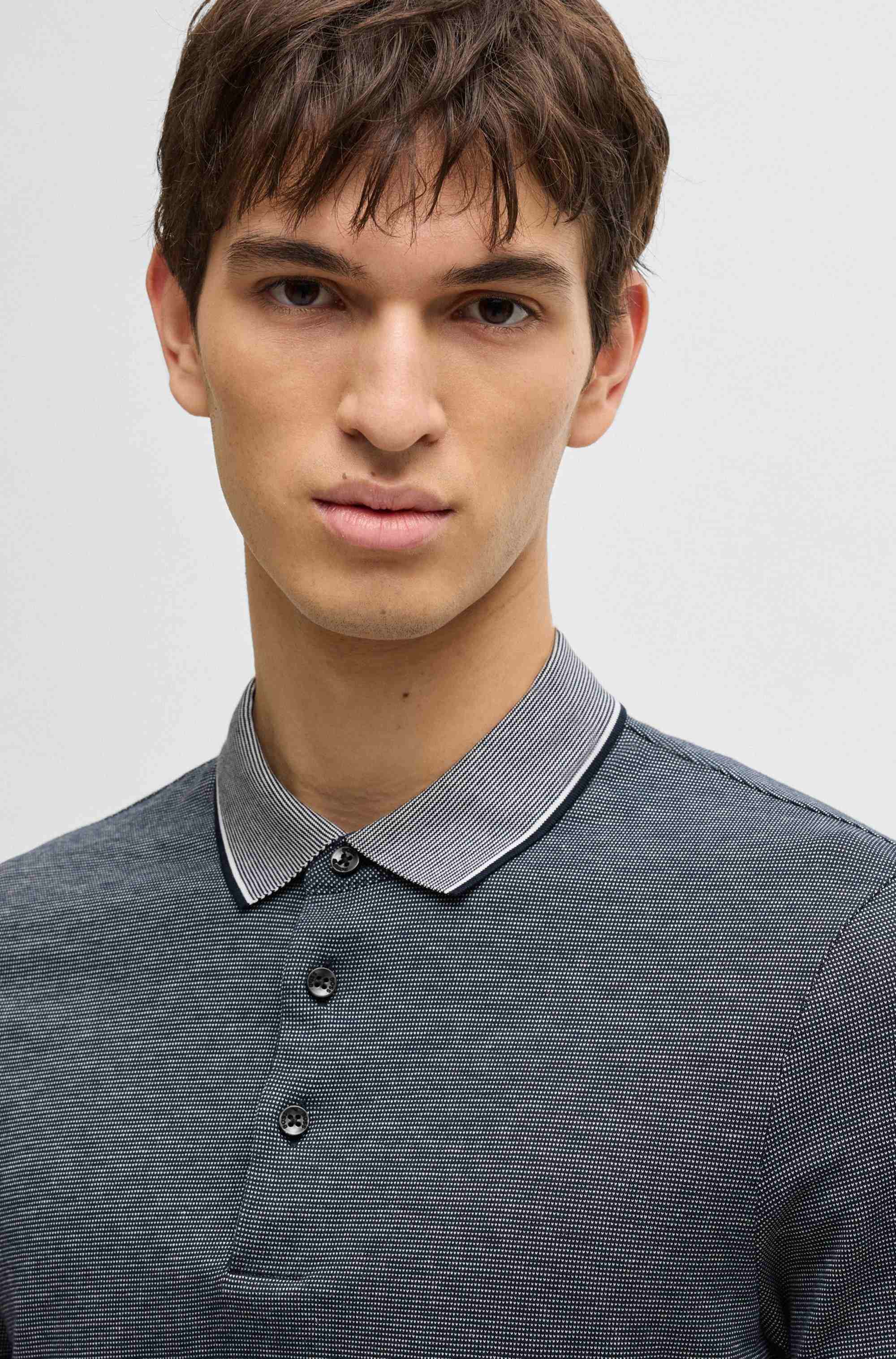 Structured-cotton slim-fit polo shirt with contrast collar