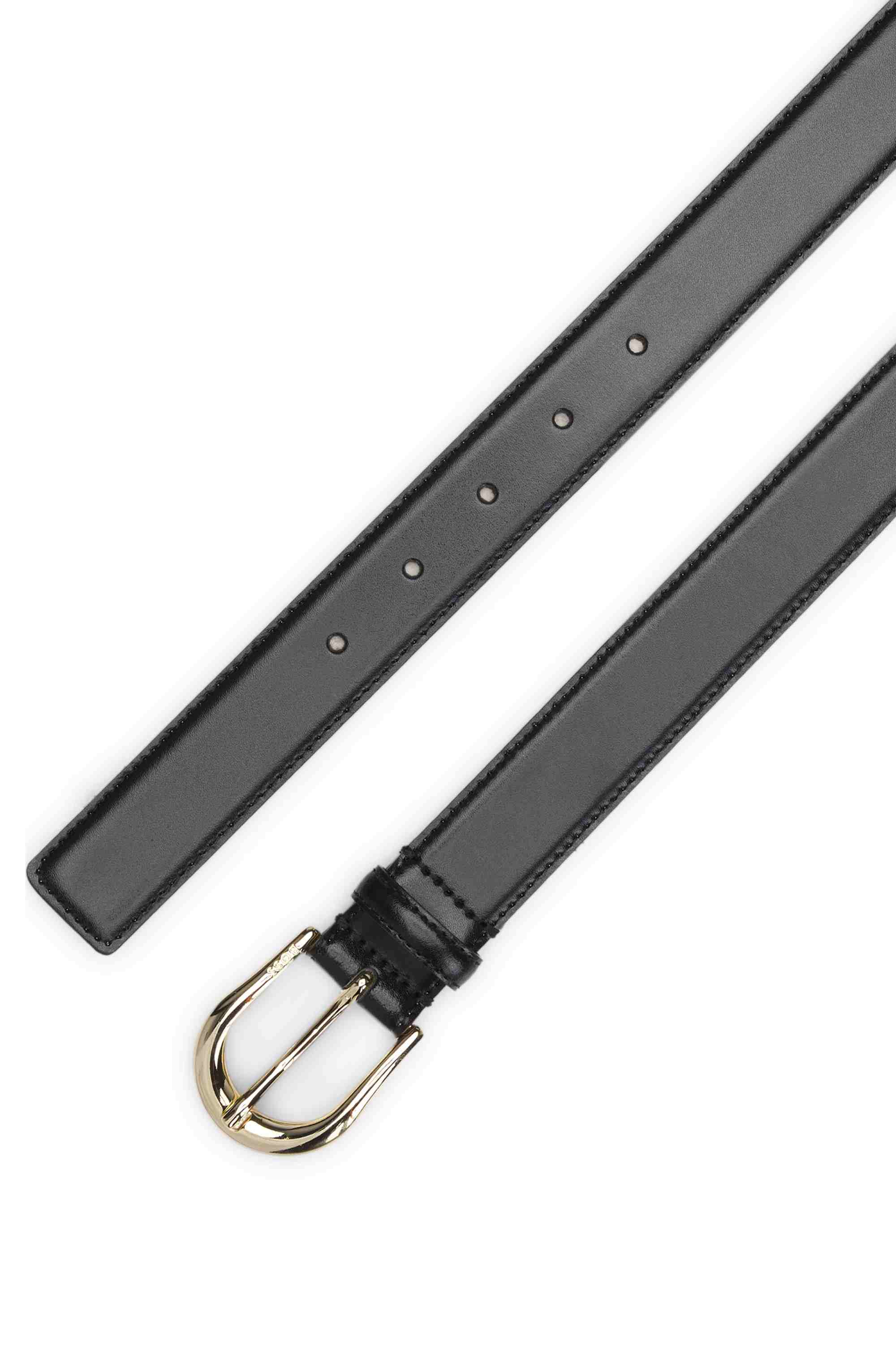 Italian-leather belt with golden buckle