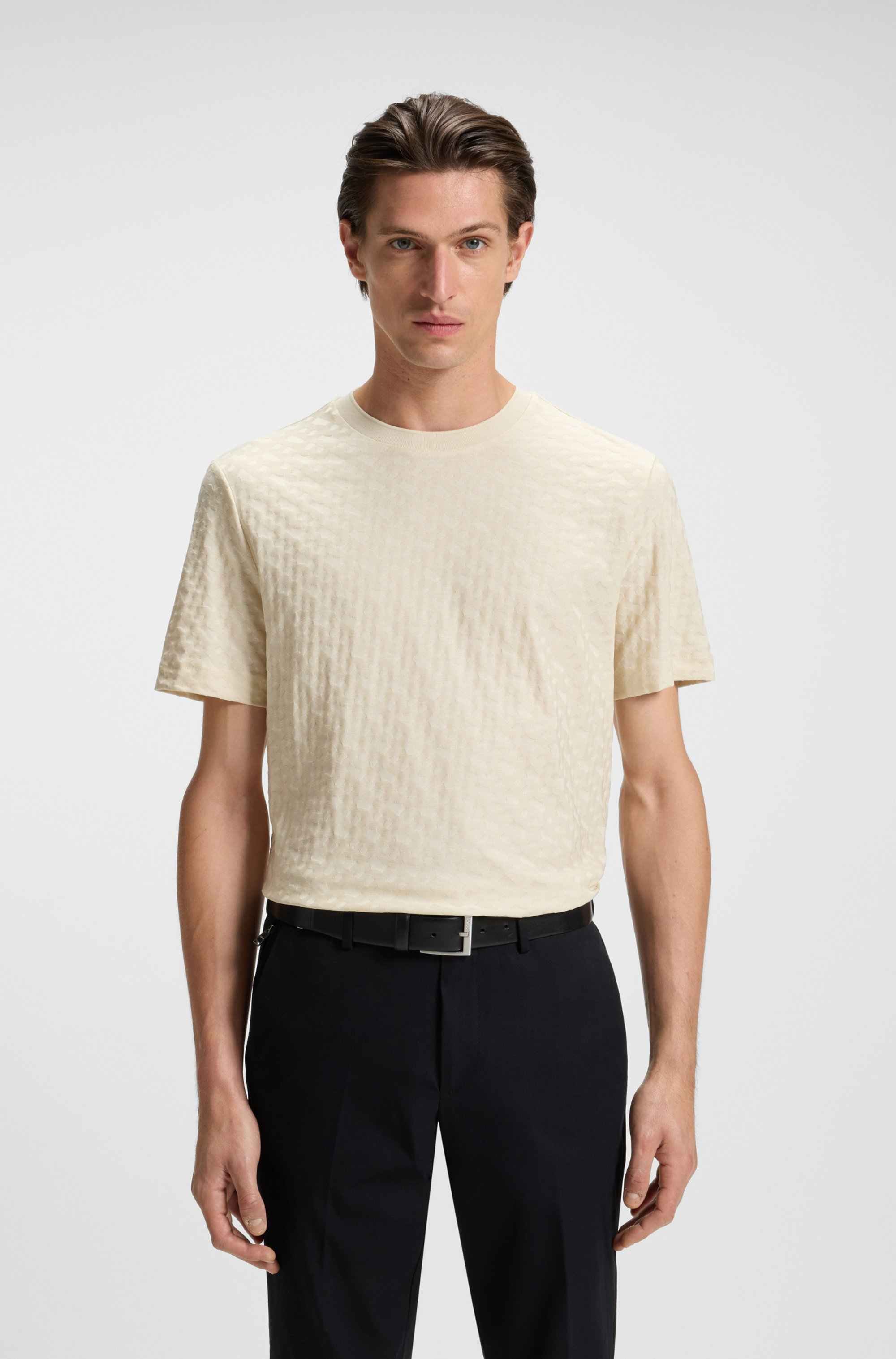 Monogram-jacquard T-shirt in mercerised cotton