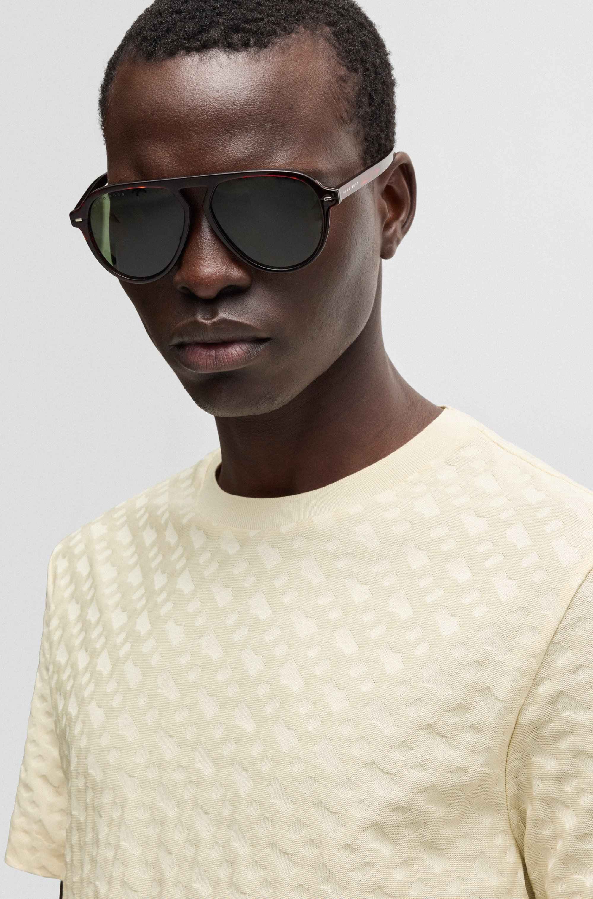 Monogram-jacquard T-shirt in mercerised cotton