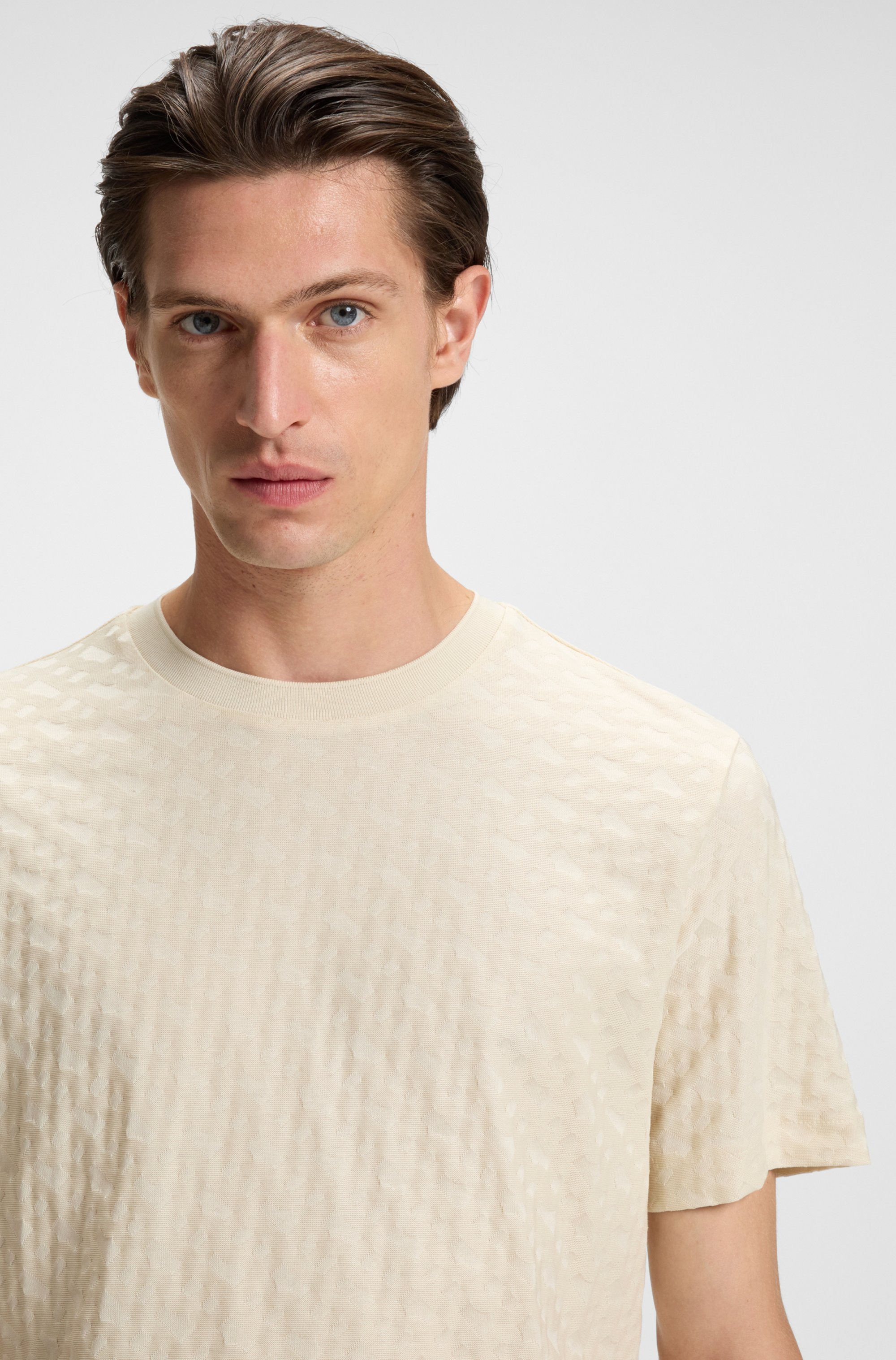 Monogram-jacquard T-shirt in mercerised cotton