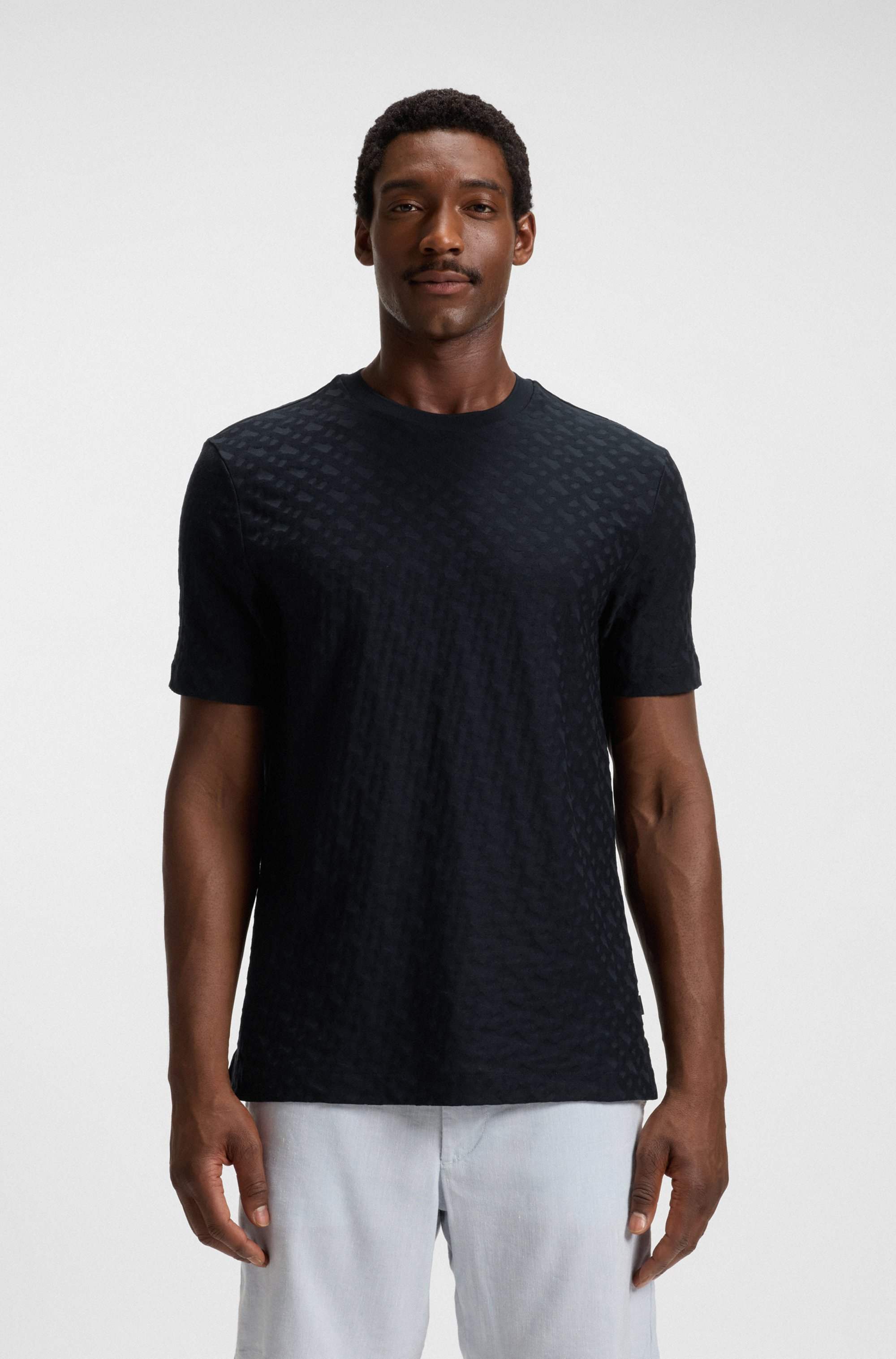 Monogram-jacquard T-shirt in mercerised cotton