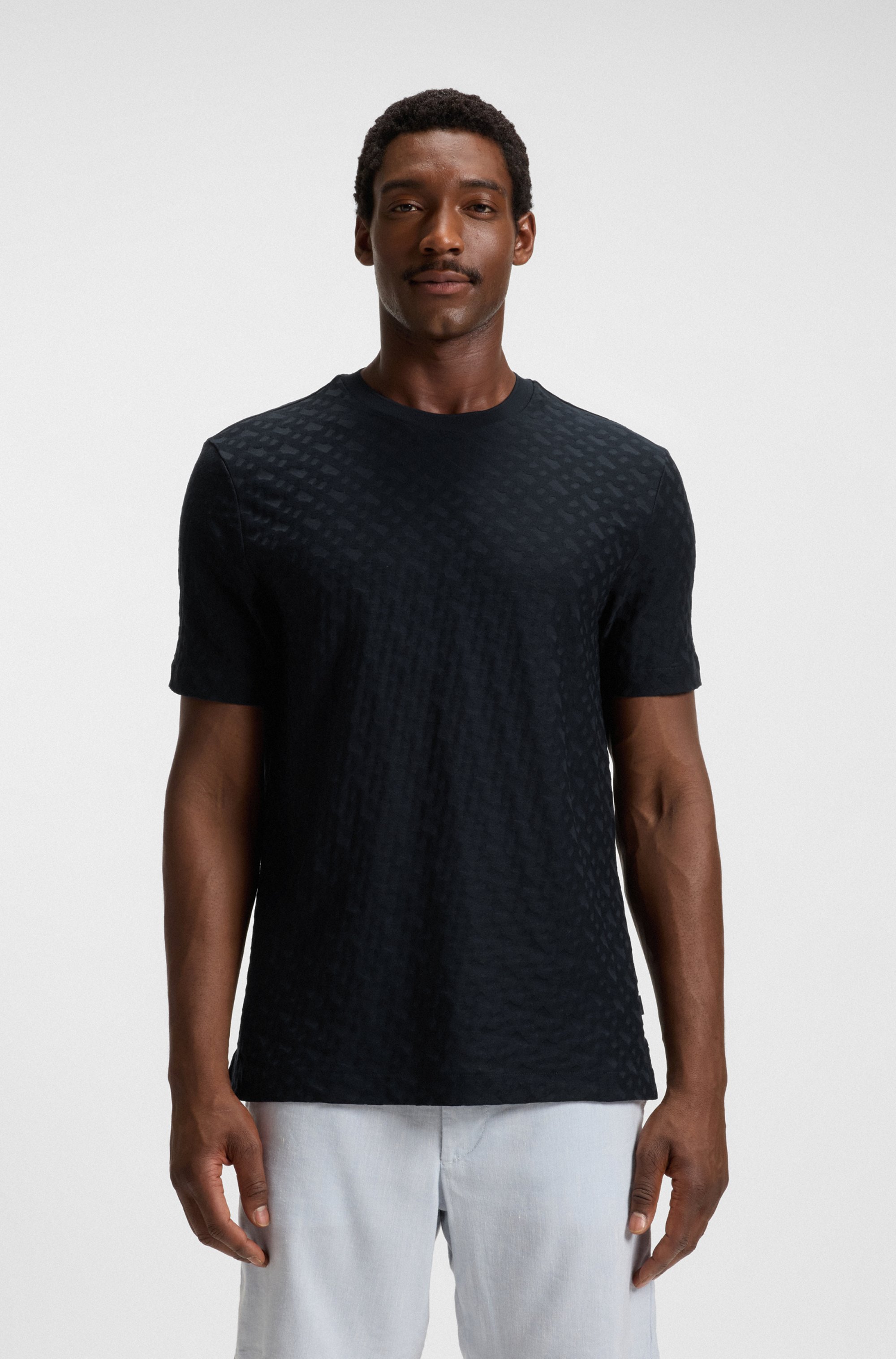 Monogram-jacquard T-shirt in mercerised cotton