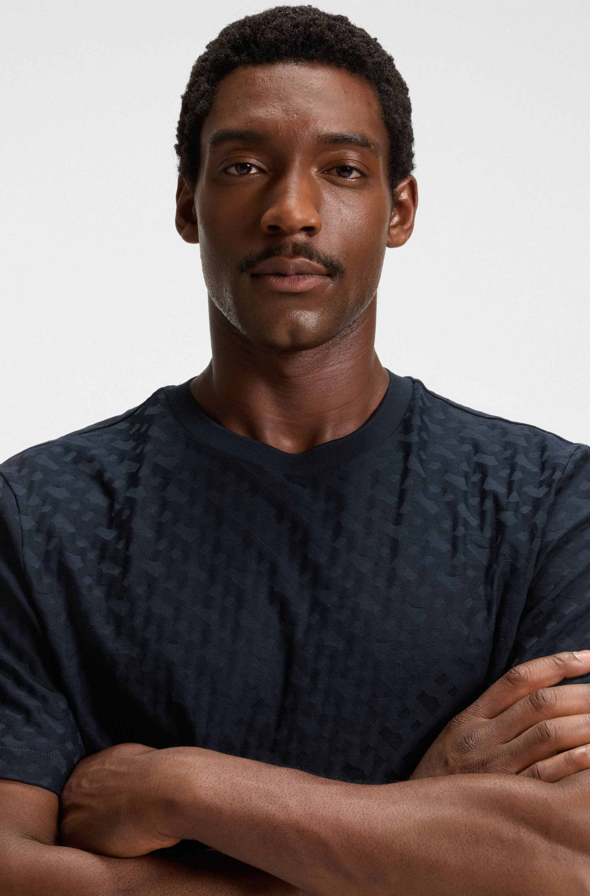 Monogram-jacquard T-shirt in mercerised cotton