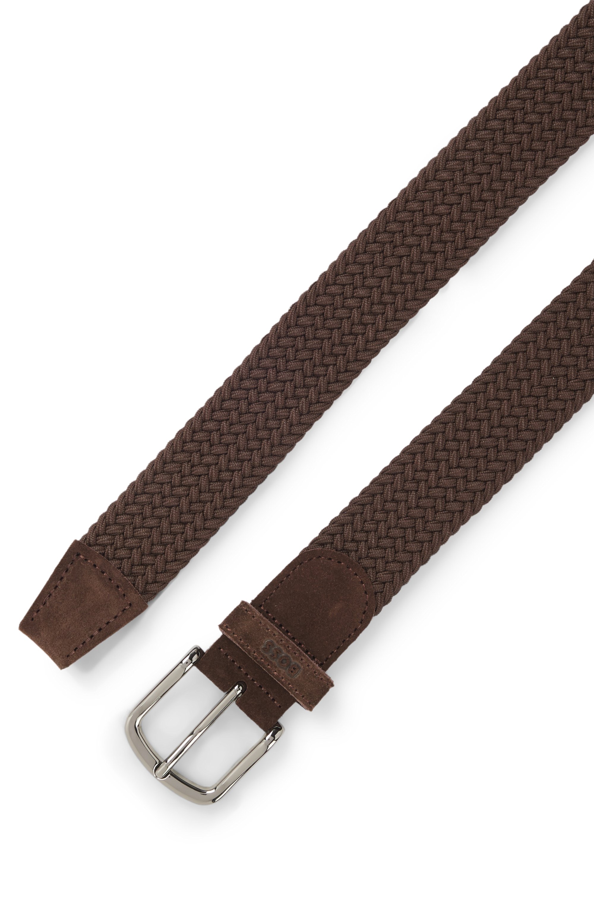 Woven belt with leather trims