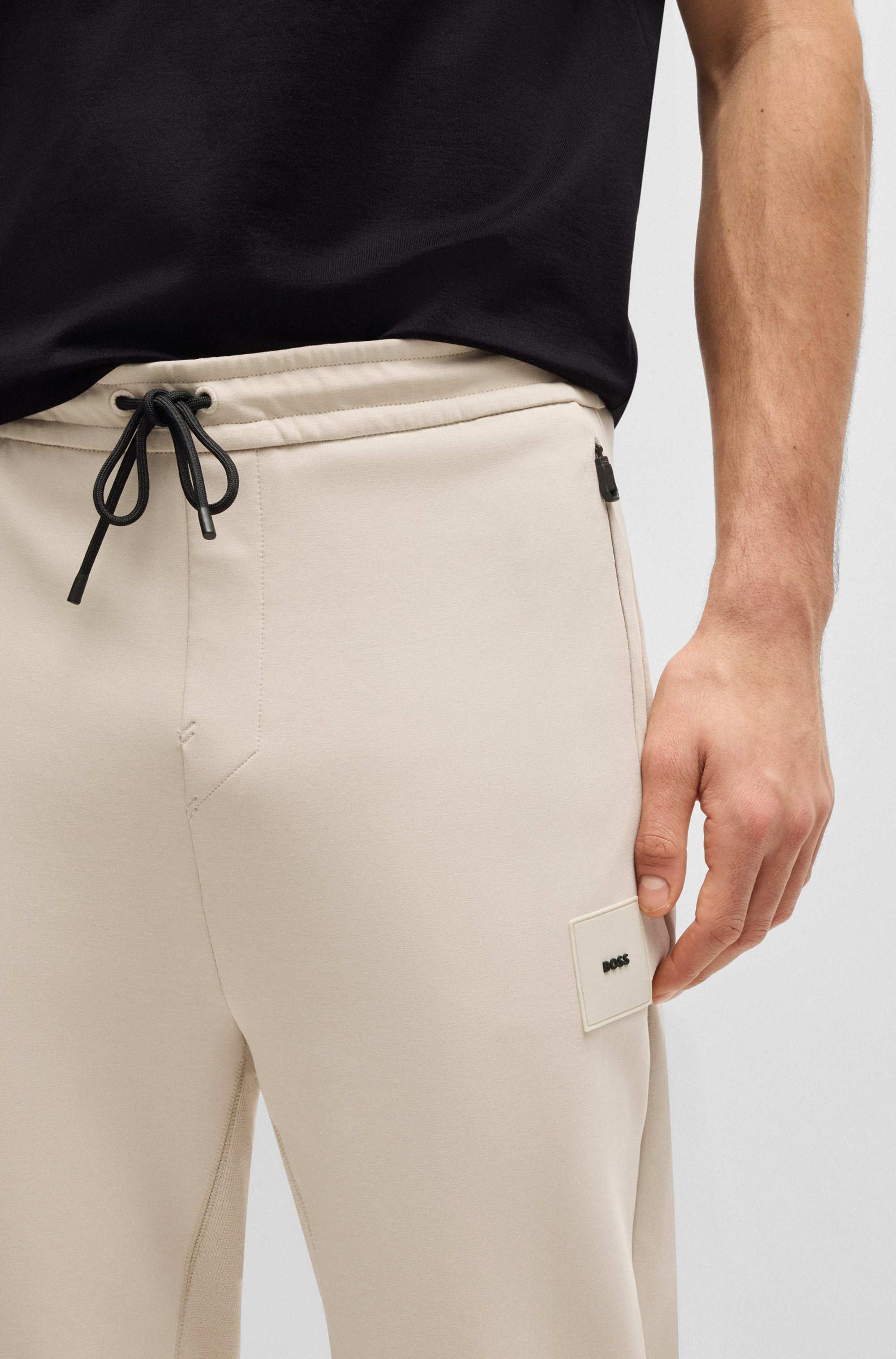 Stretch-cotton-blend tracksuit bottoms with logo patch