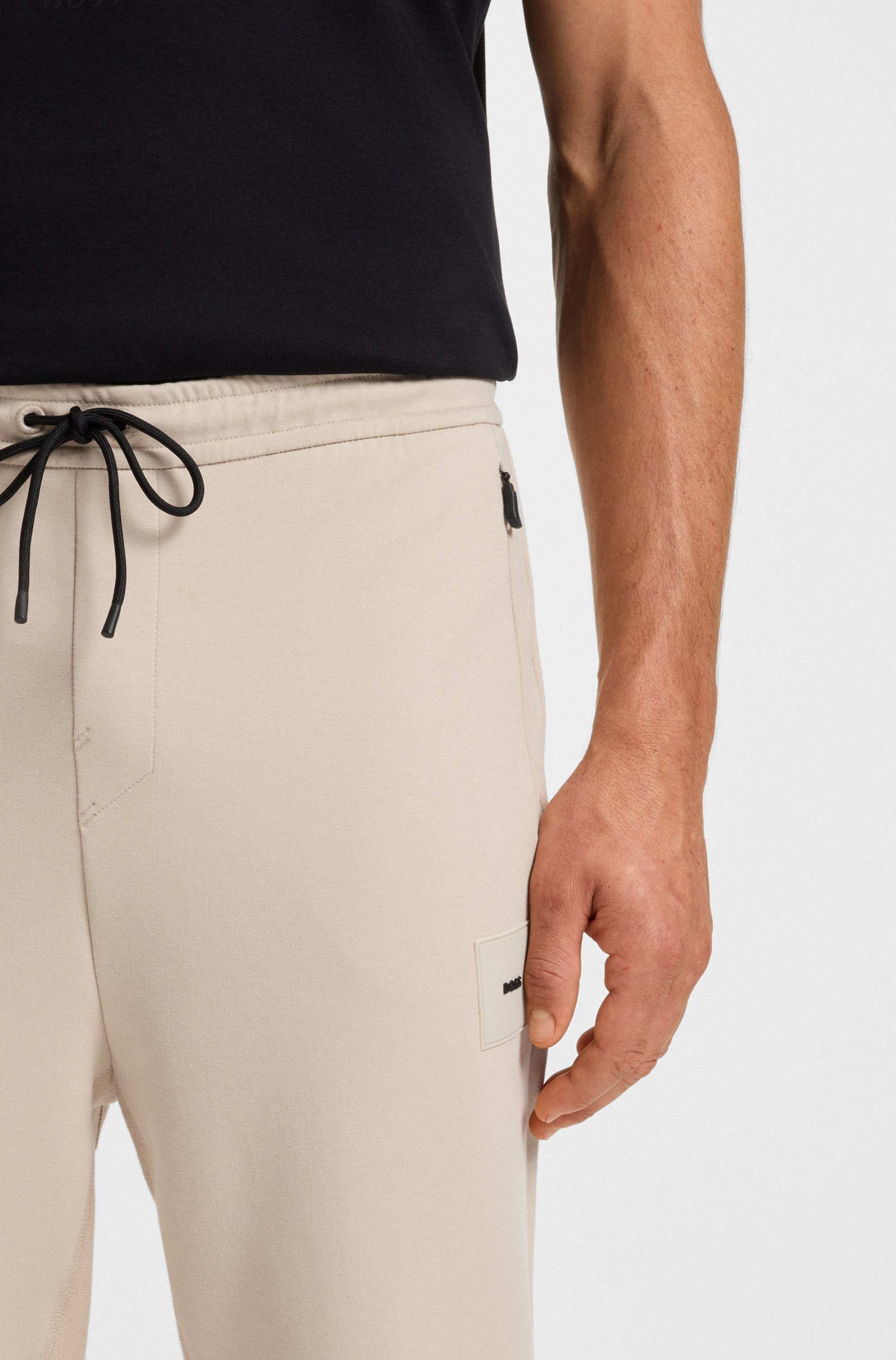 Stretch-cotton-blend tracksuit bottoms with logo patch