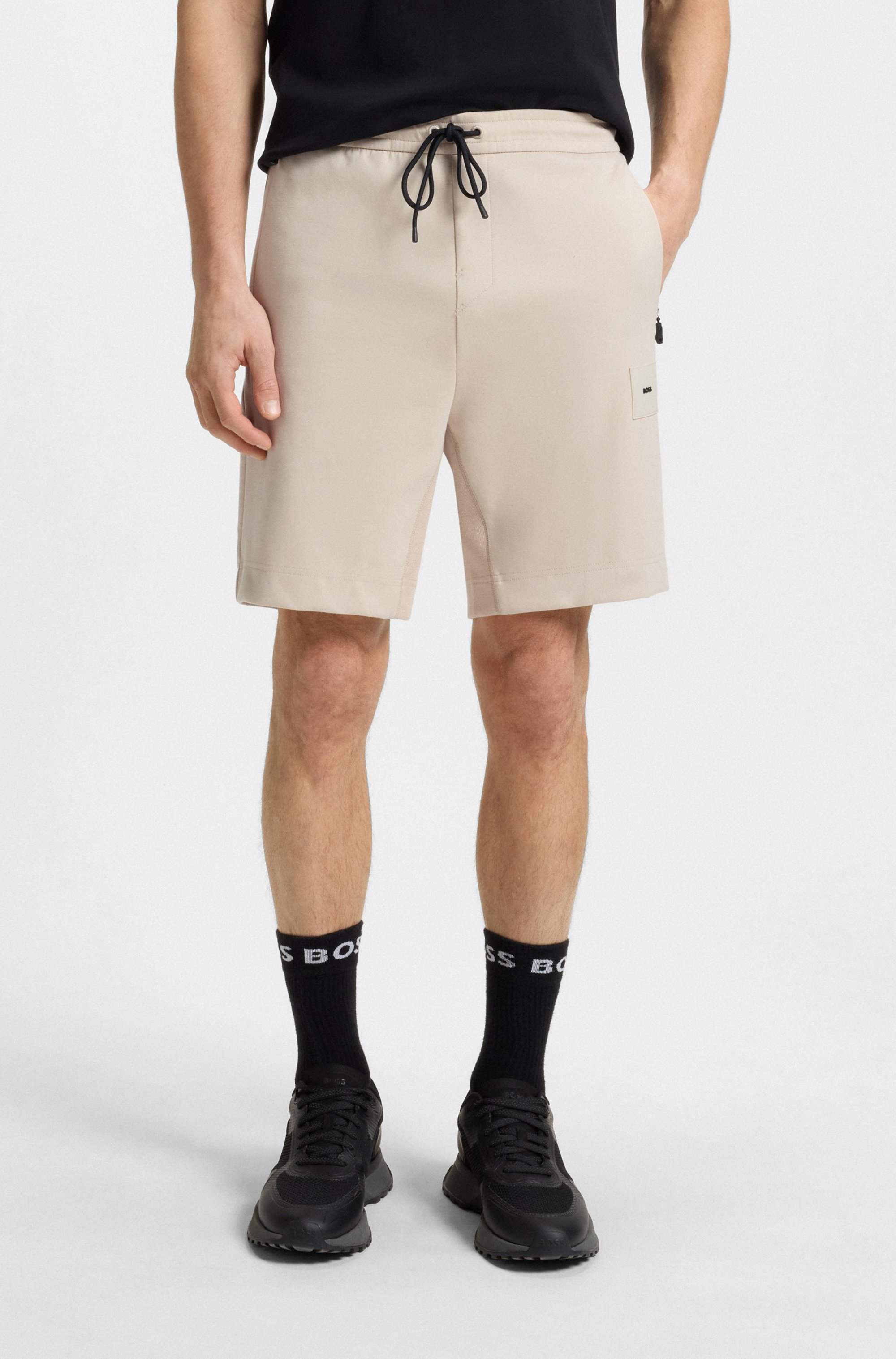 Cotton-blend shorts with logo badge
