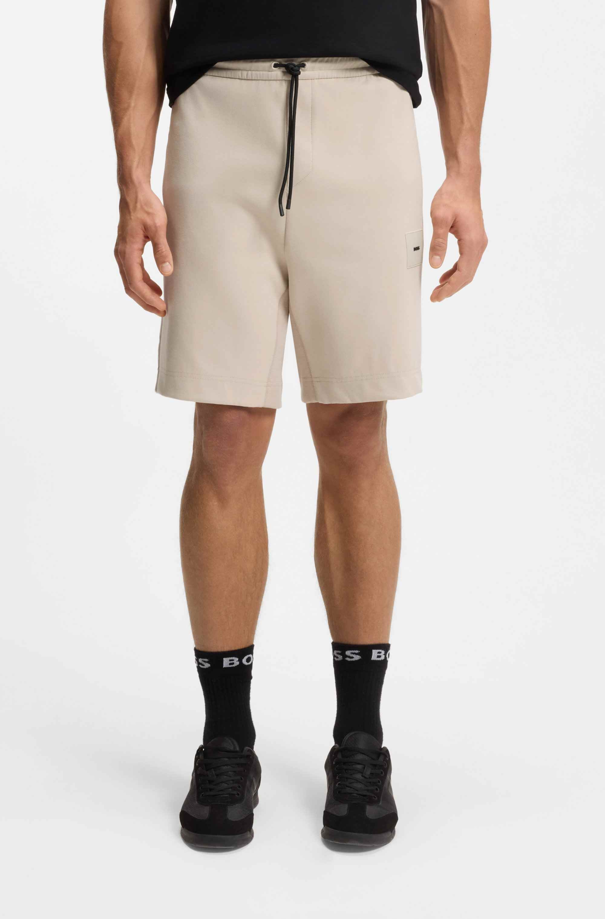 Cotton-blend shorts with logo badge