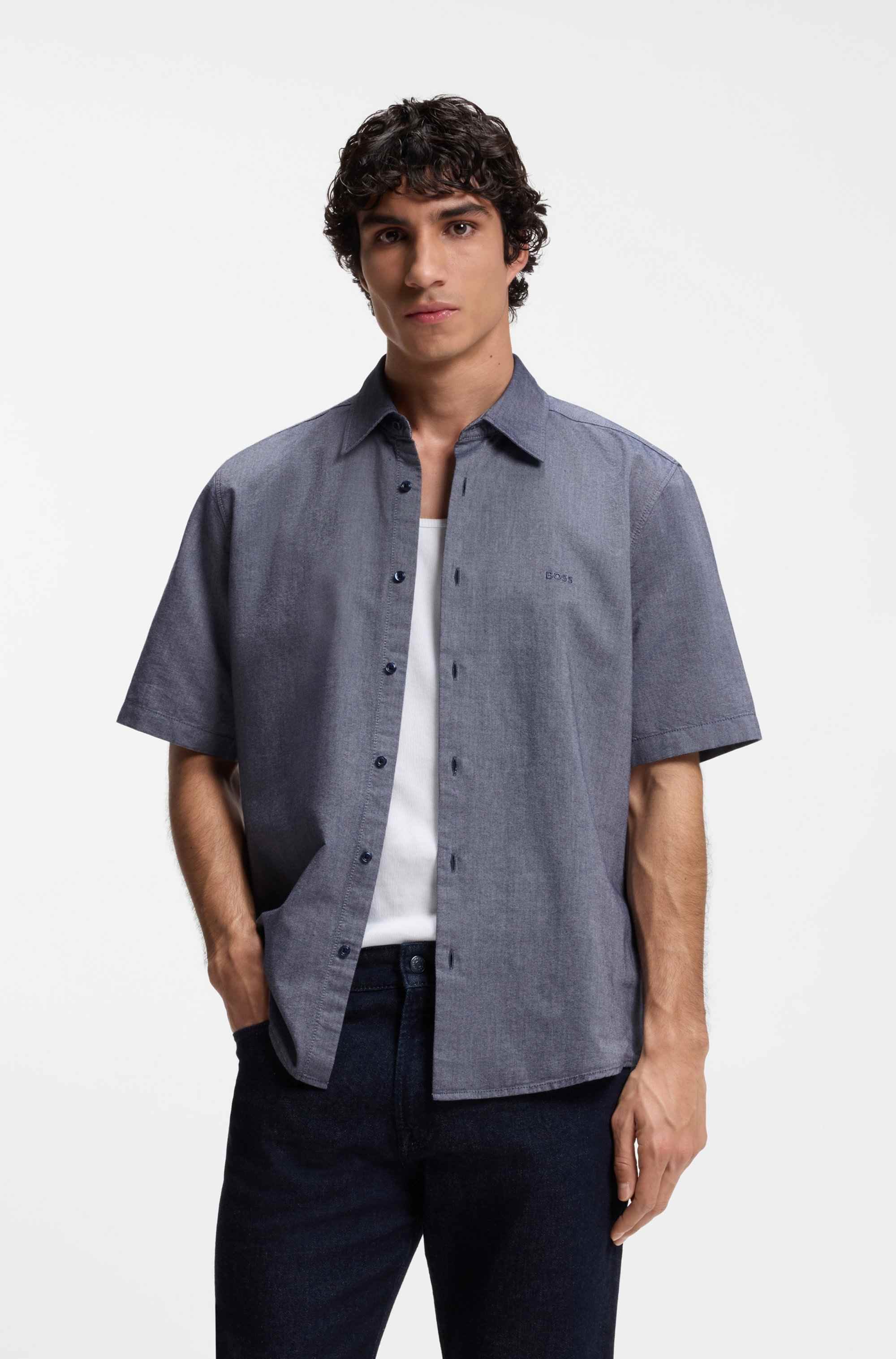 Regular-fit shirt in soft-washed Oxford cotton