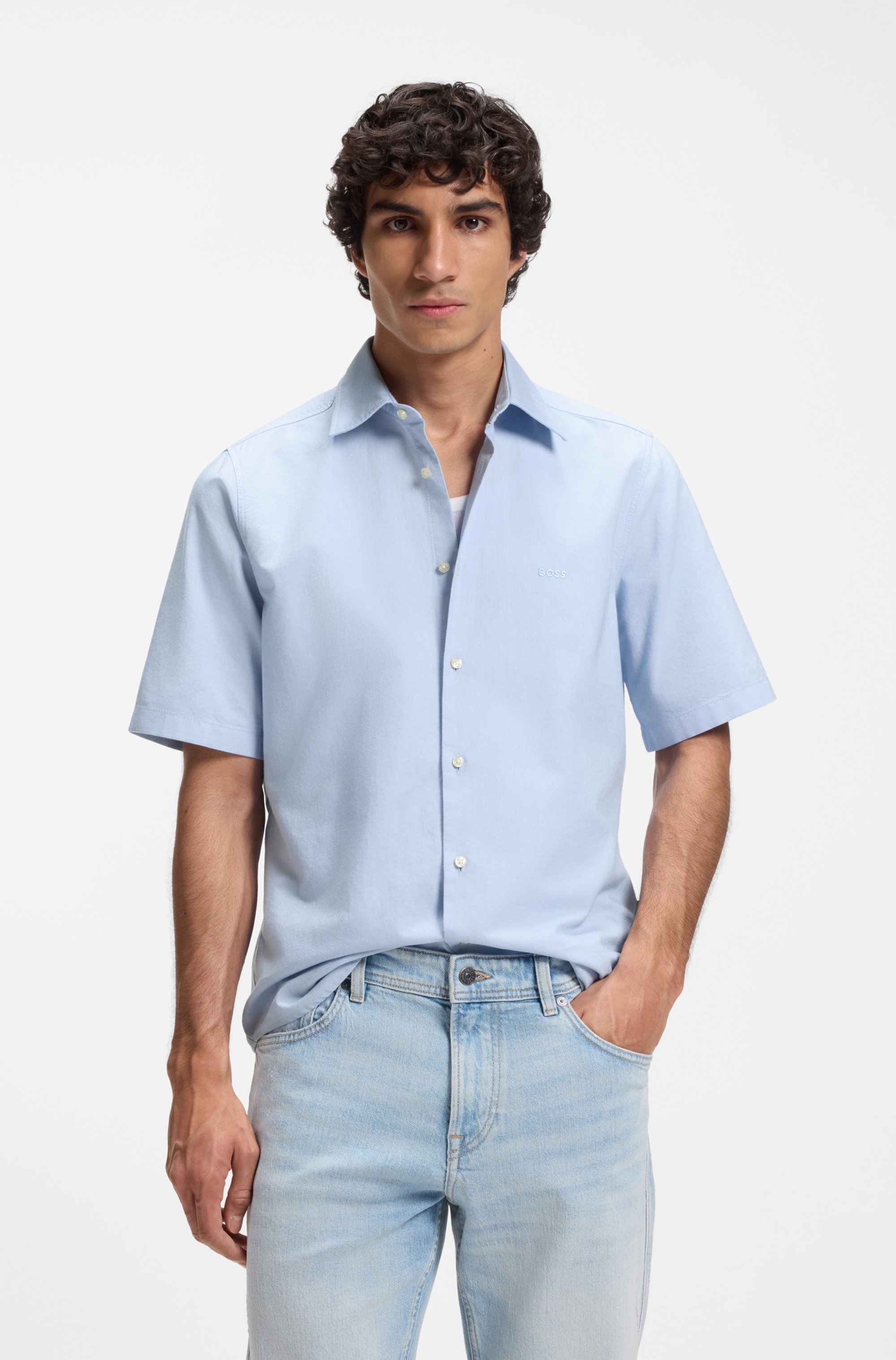 Regular-fit shirt in soft-washed Oxford cotton